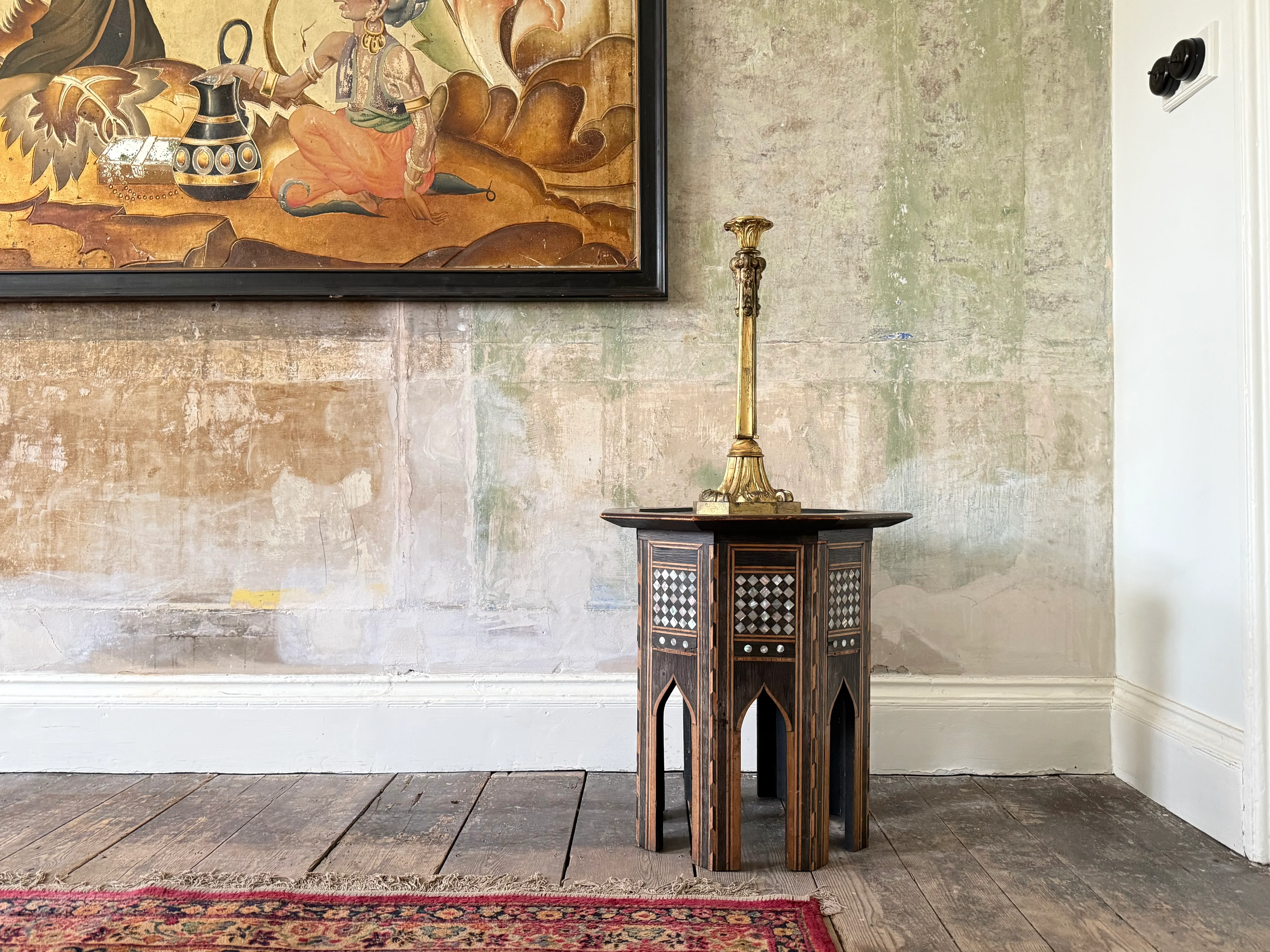 19th Century Gilt Brass Column Lamp - Image 5