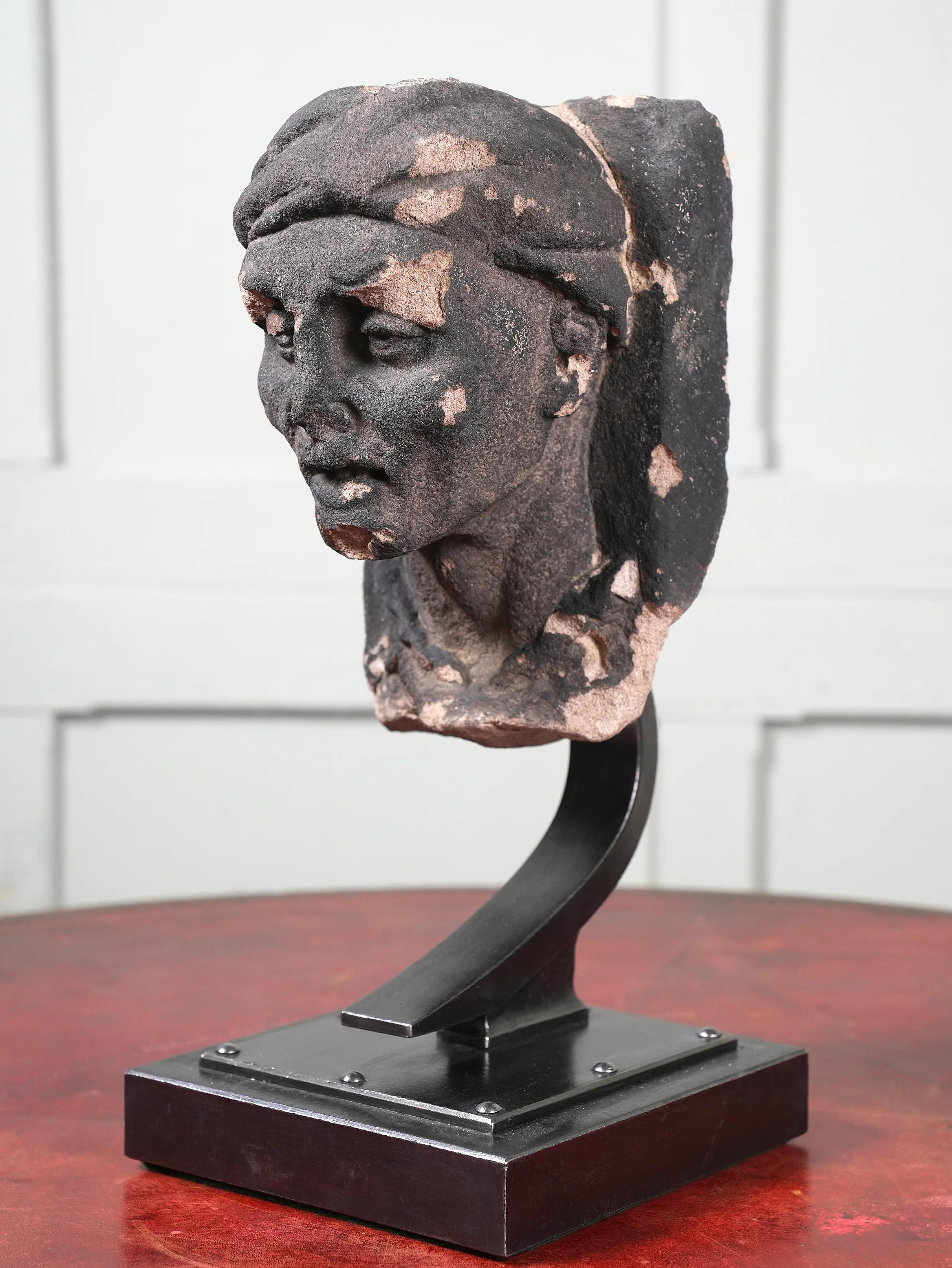 A 19th Century Carved Sand Stone Male Bust - Image 2