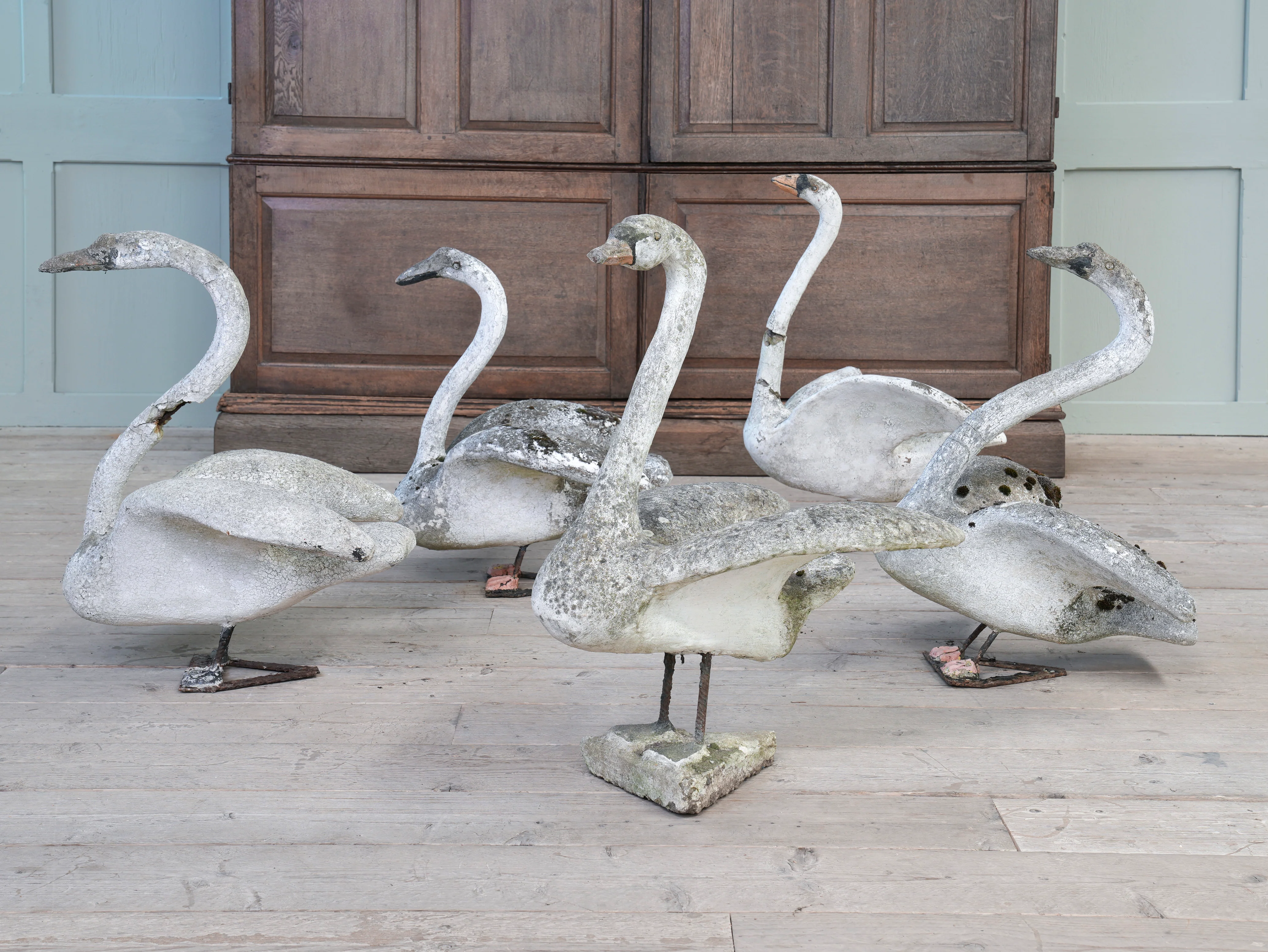 A Bevy of Composition Stone Swans - Image 24