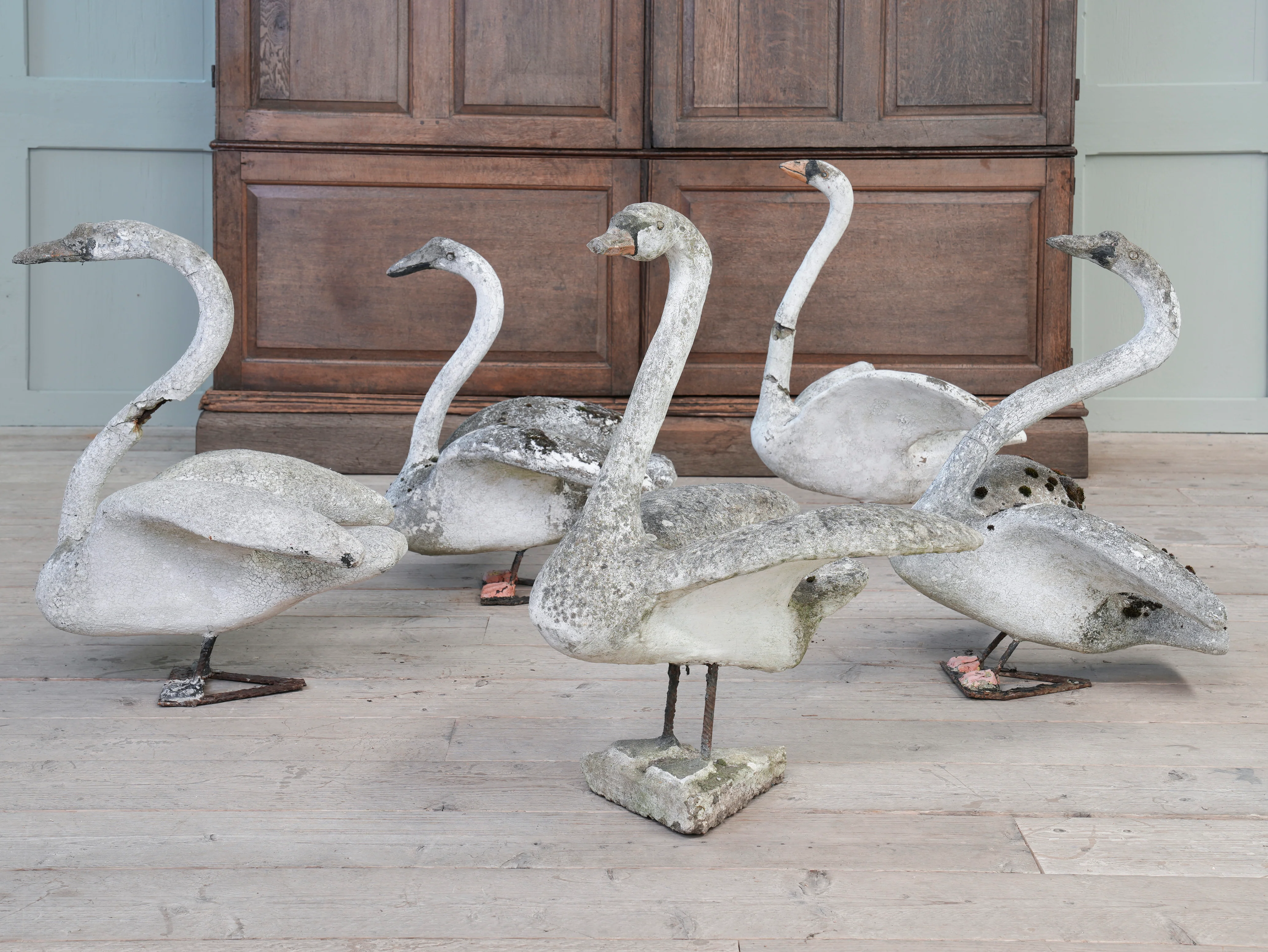 A Bevy of Composition Stone Swans - Image 3