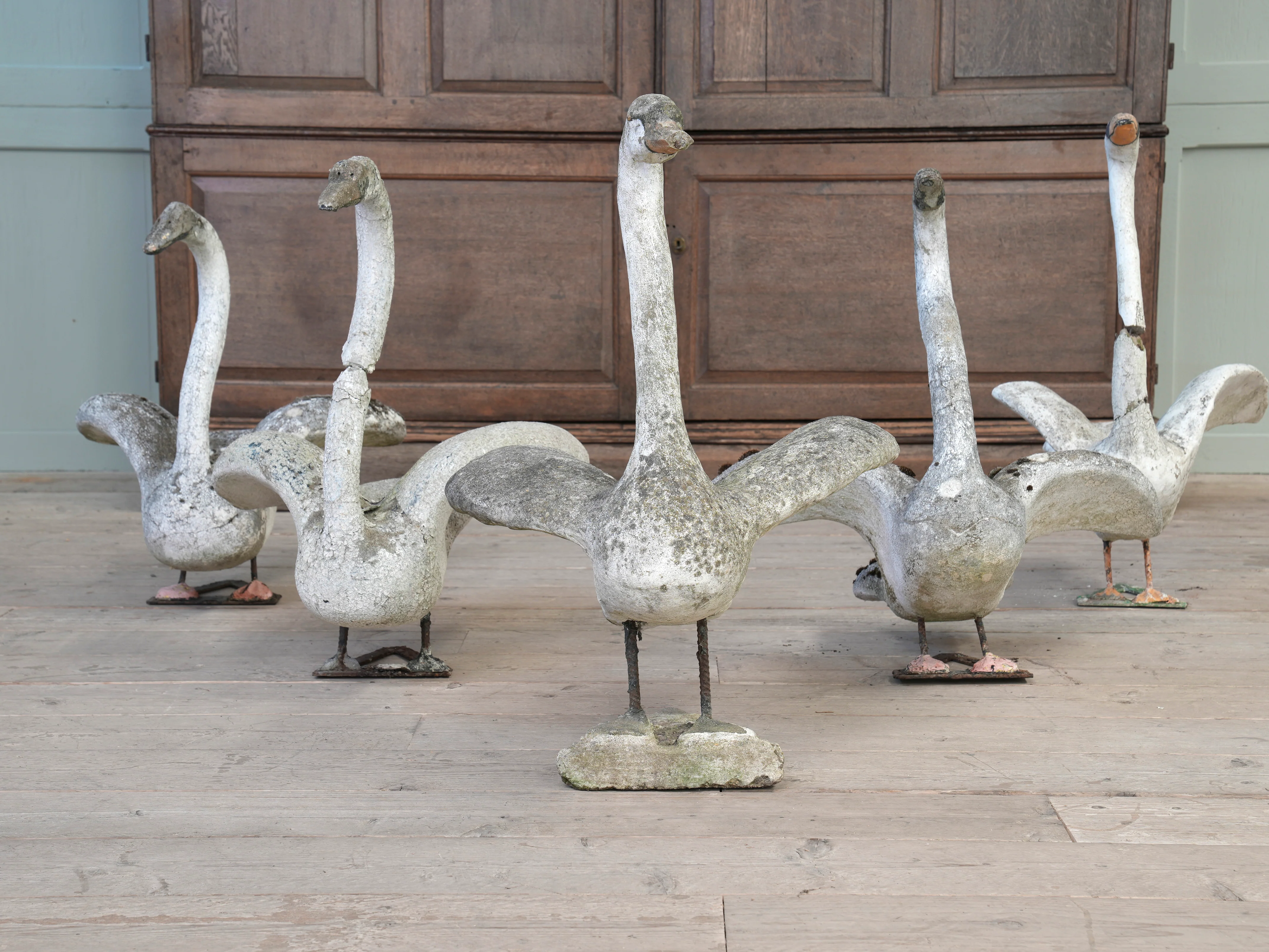 A Bevy of Composition Stone Swans - Image 6