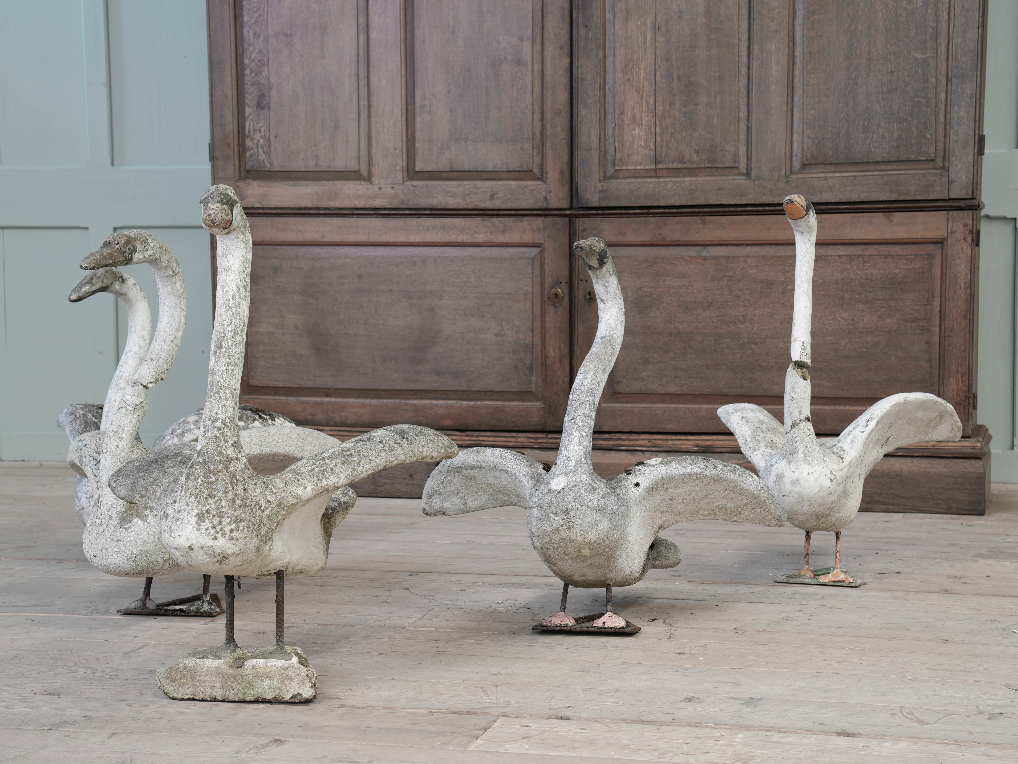 A Bevy of Composition Stone Swans - Image 7