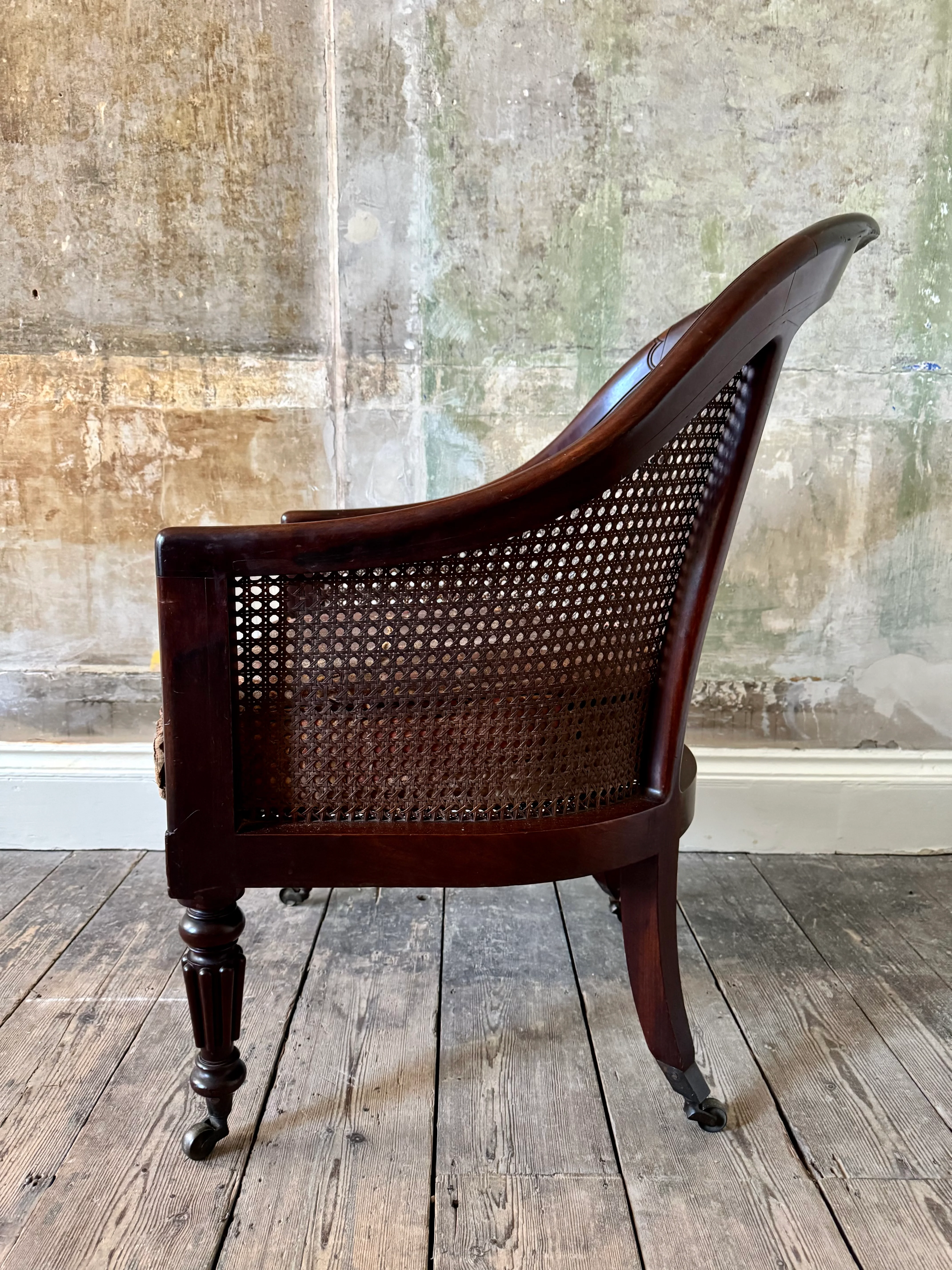 A Regency Mahogany Bergere Armchair Attributed to George Bullock - Image 4