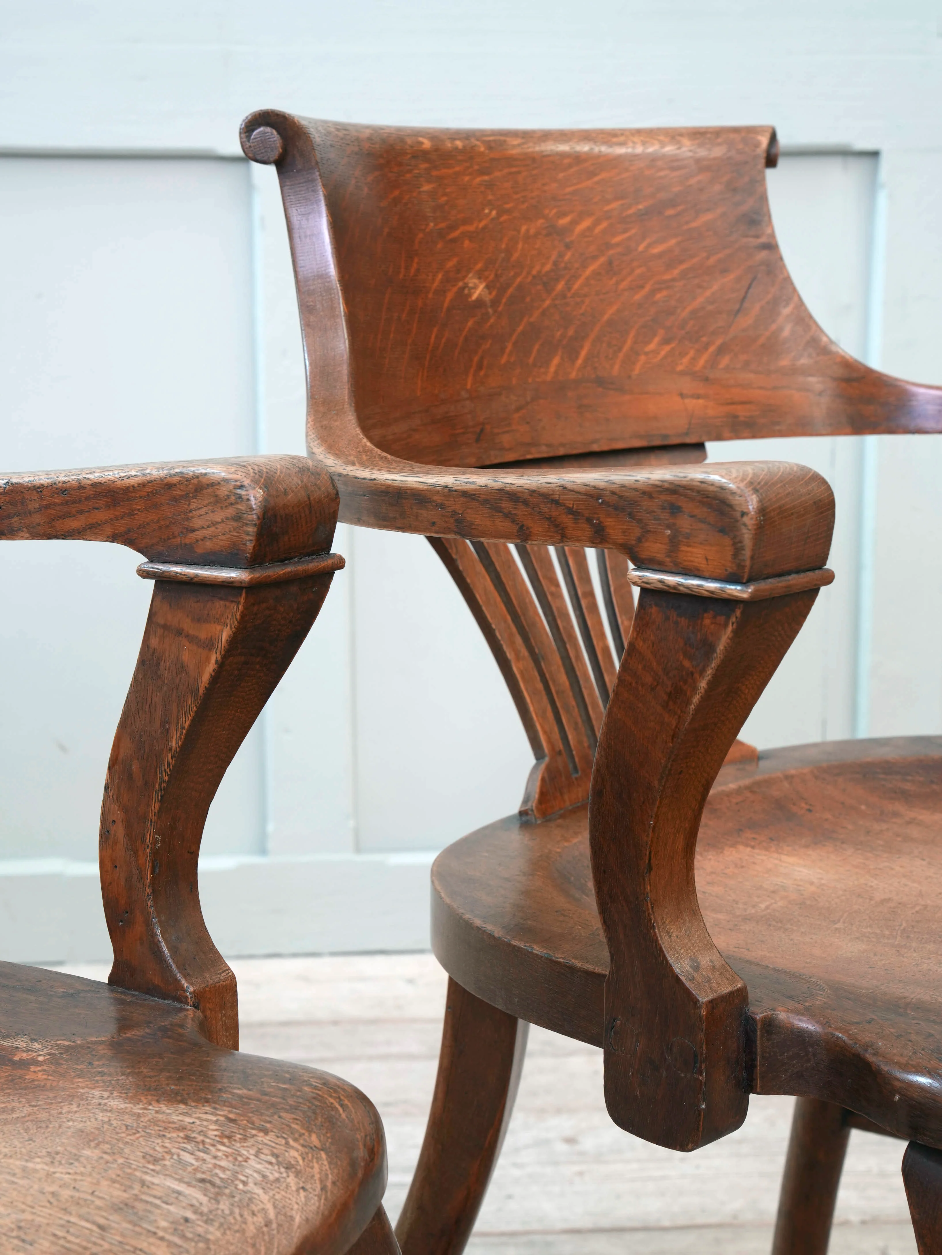 A Pair of 1920s Oak Desk Chairs - Image 9
