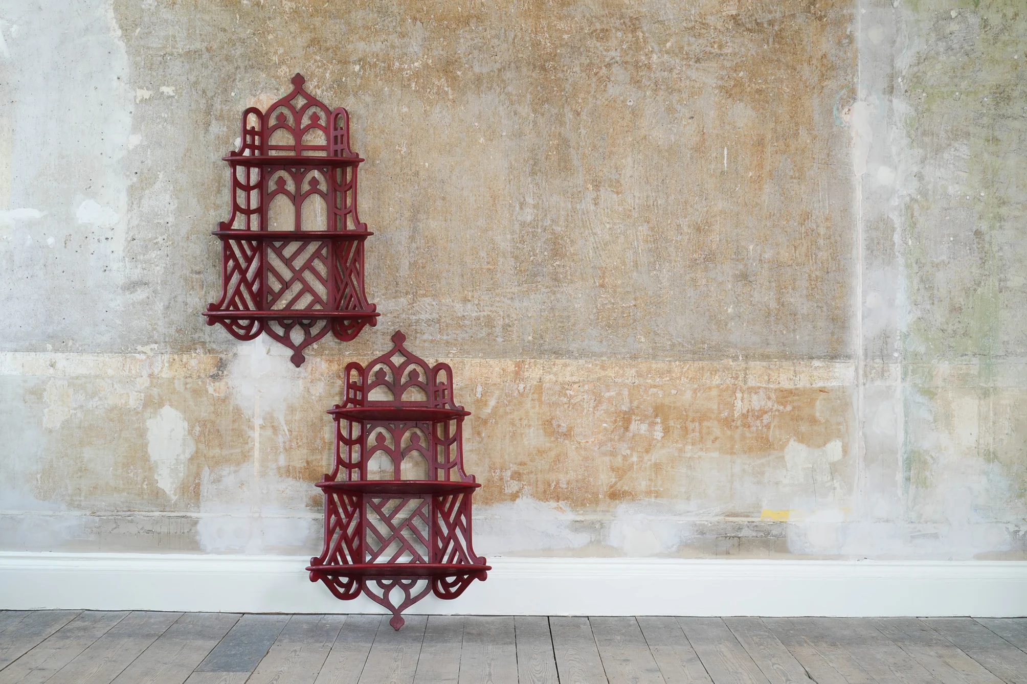 A Pair of Chinese Chippendale Hanging Shelves