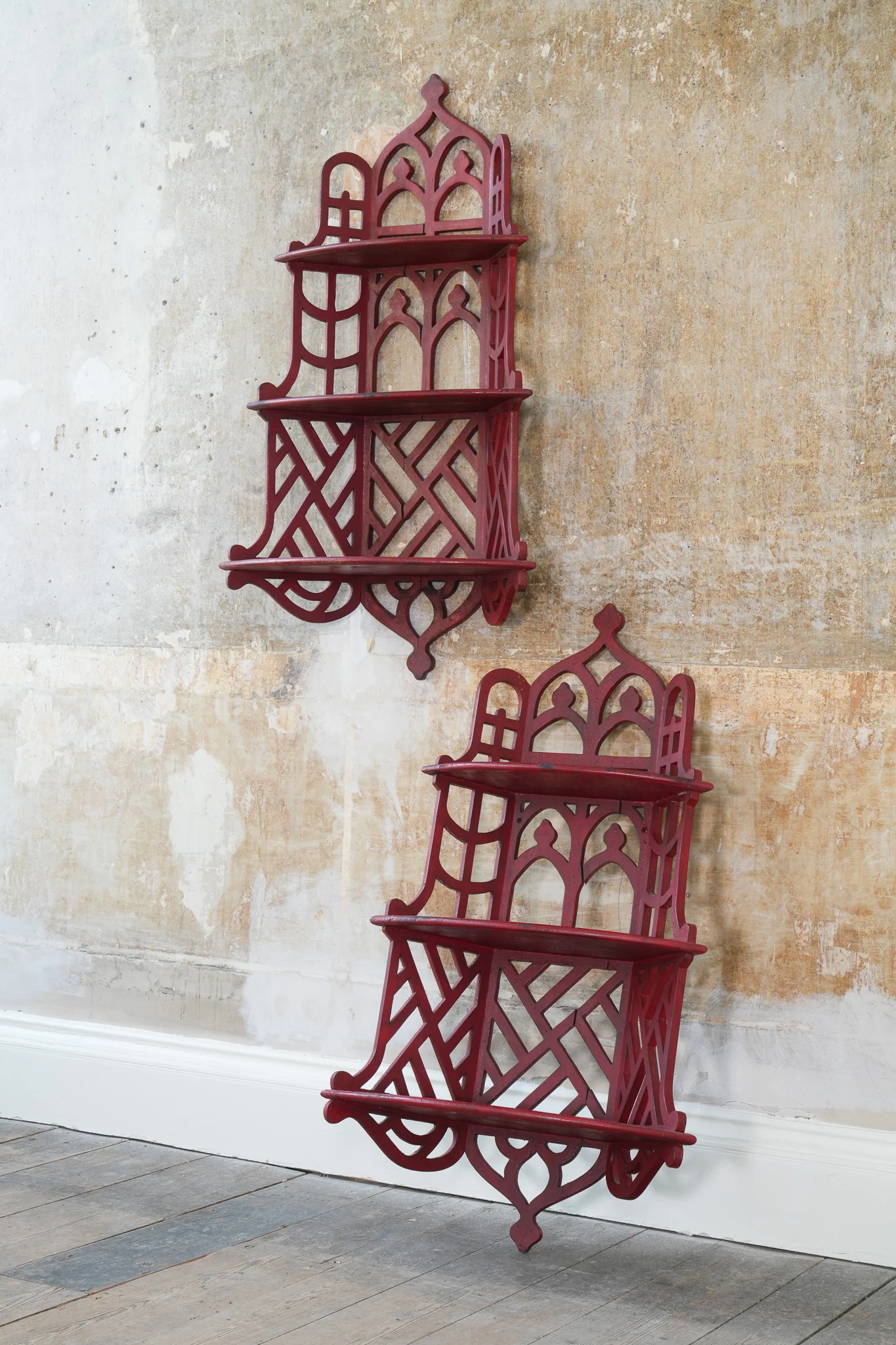 A Pair of Chinese Chippendale Hanging Shelves - Image 7