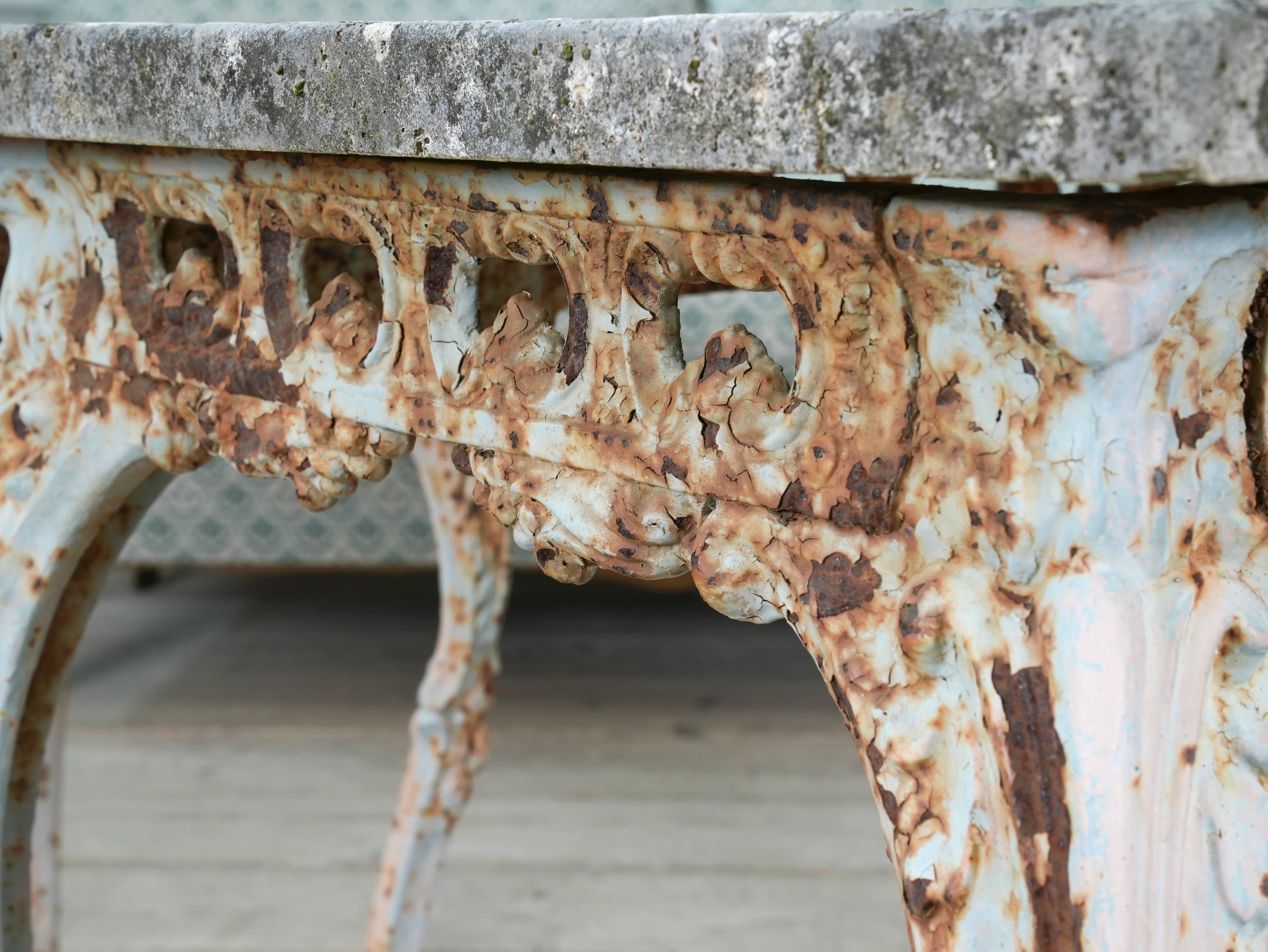 A Pair of Travertine Marble & Cast Iron Orangery Tables - Image 9