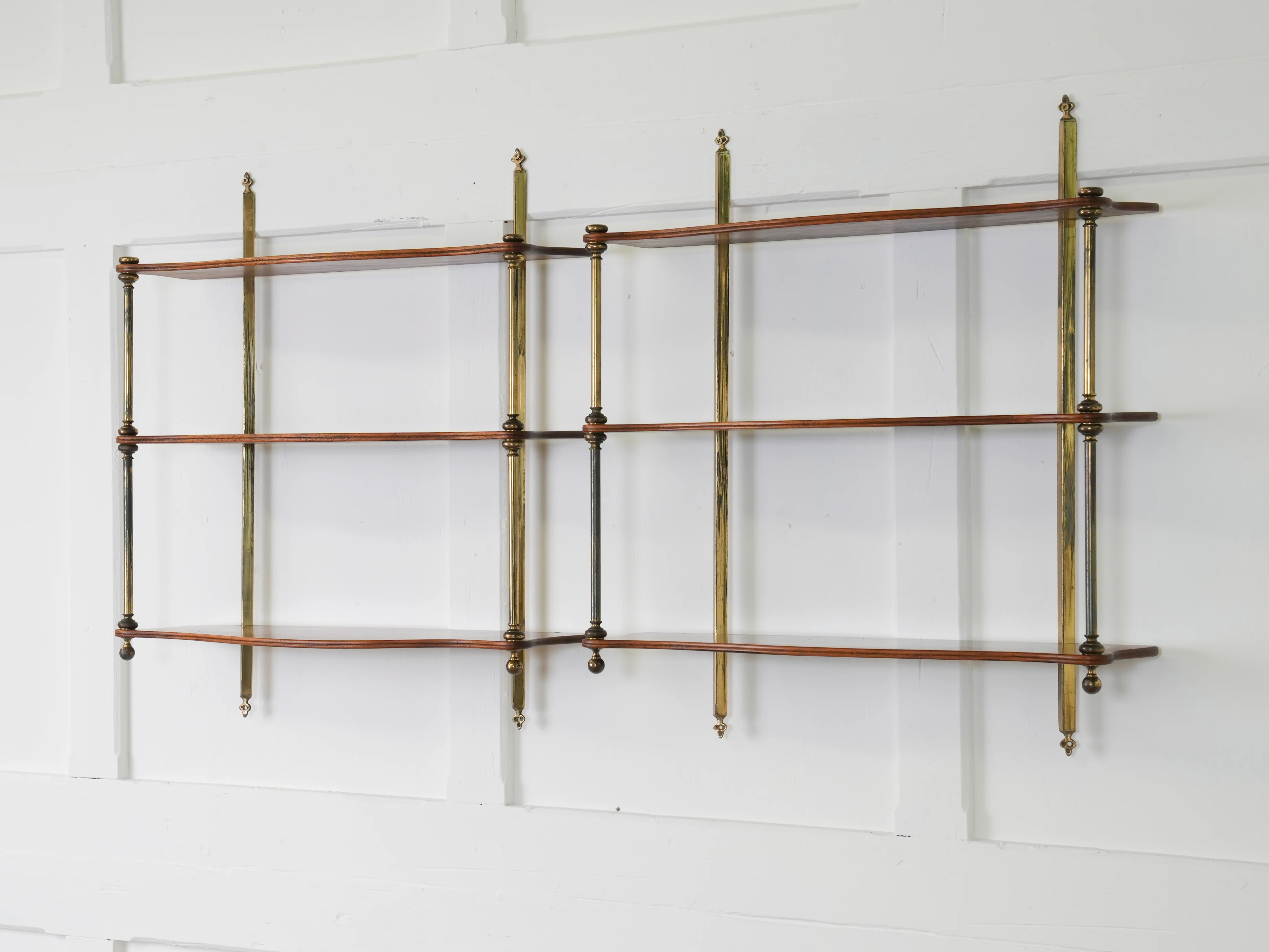 A Pair of Mahogany & Brass Hanging Shelves - Image 5