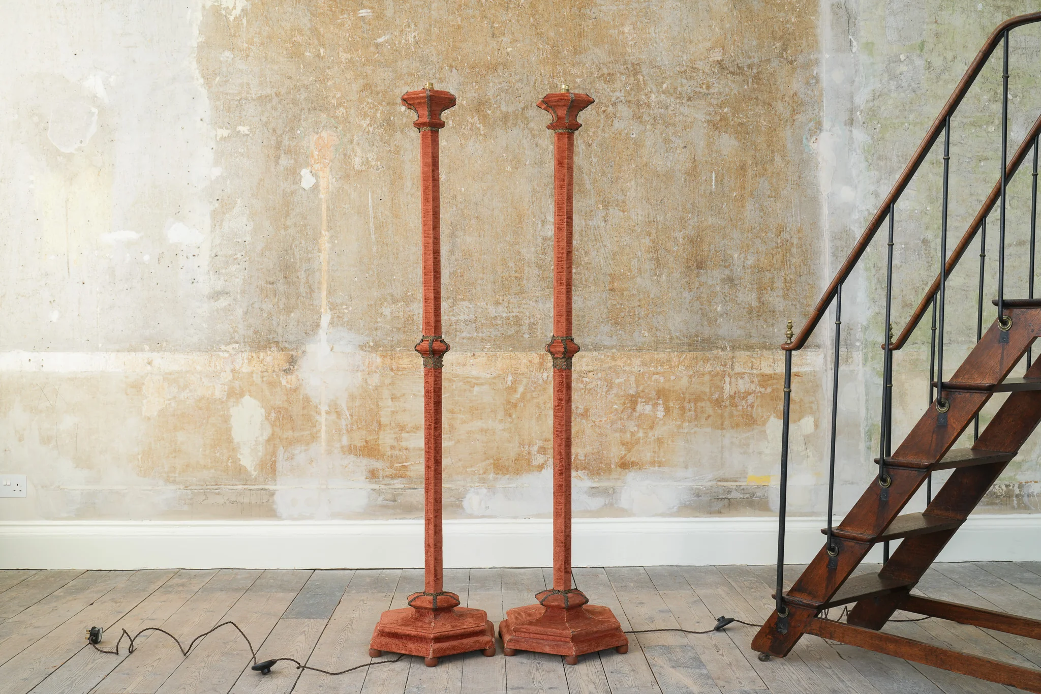 A Pair of Velvet Floor Lamps
