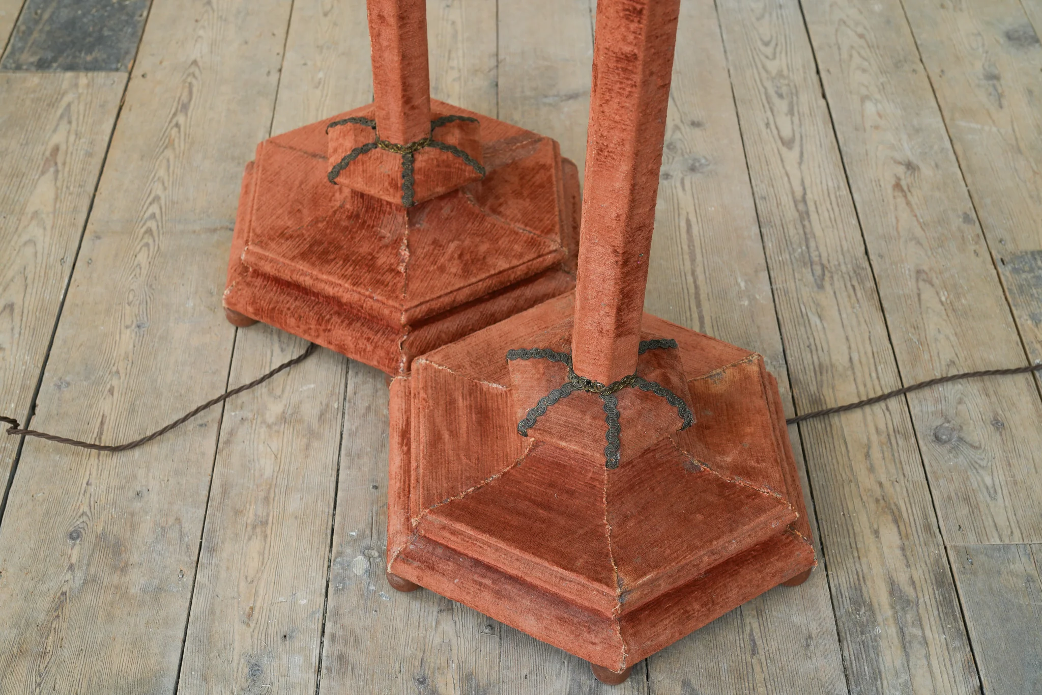 A Pair of Velvet Floor Lamps - Image 7