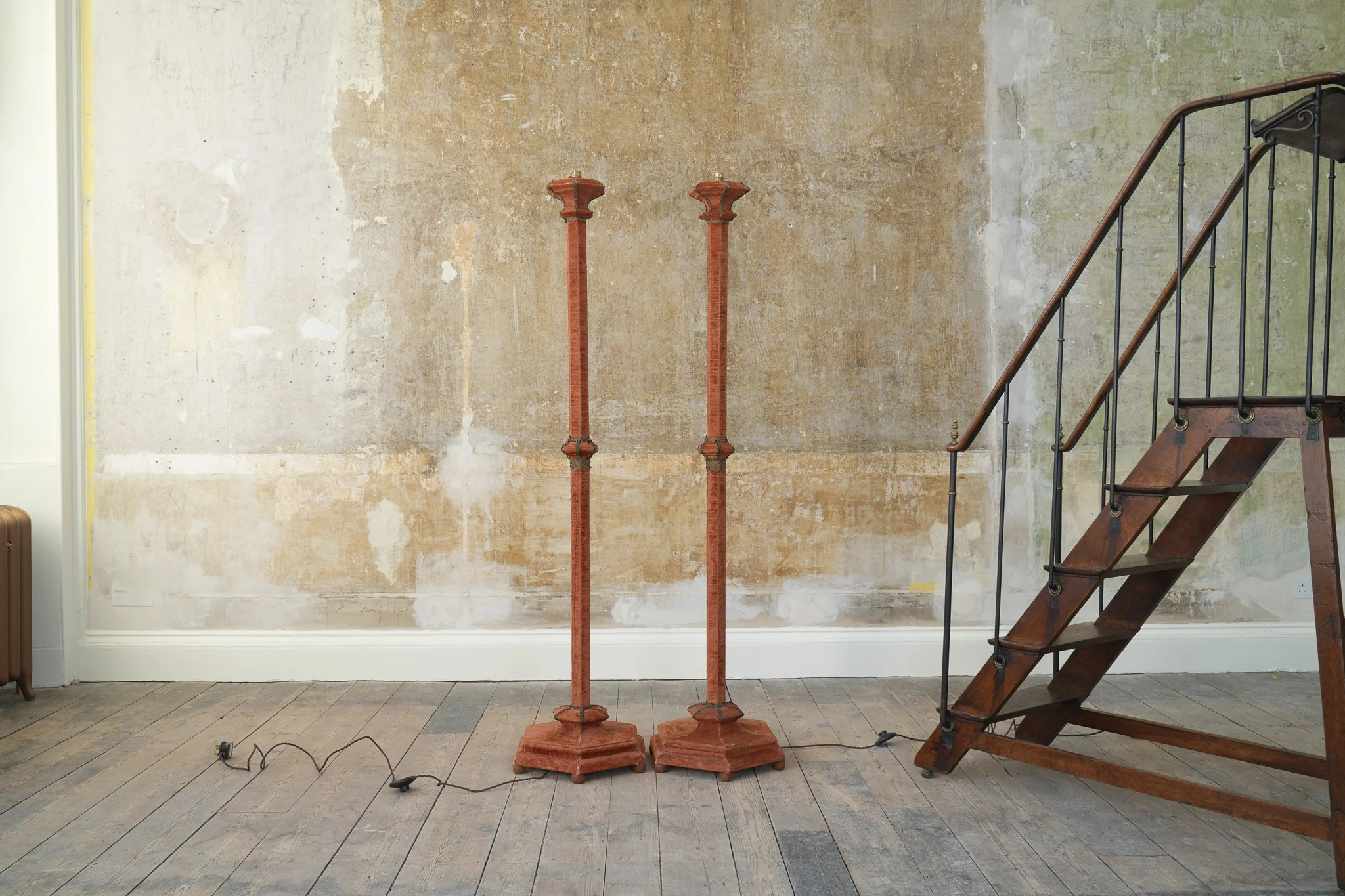 A Pair of Velvet Floor Lamps - Image 8