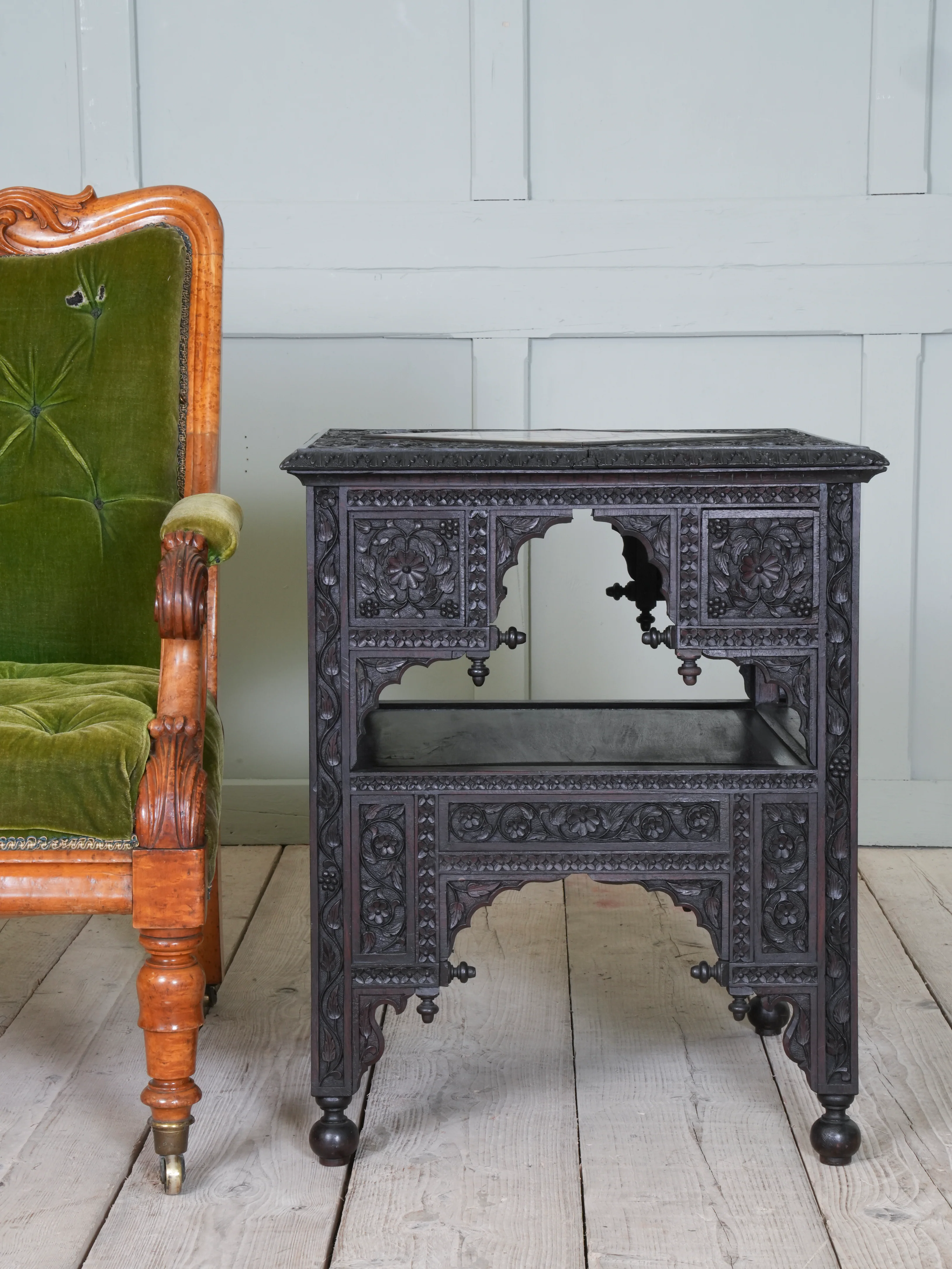 A Carved Rosewood & Pietra Dura Occasional Table - Image 12