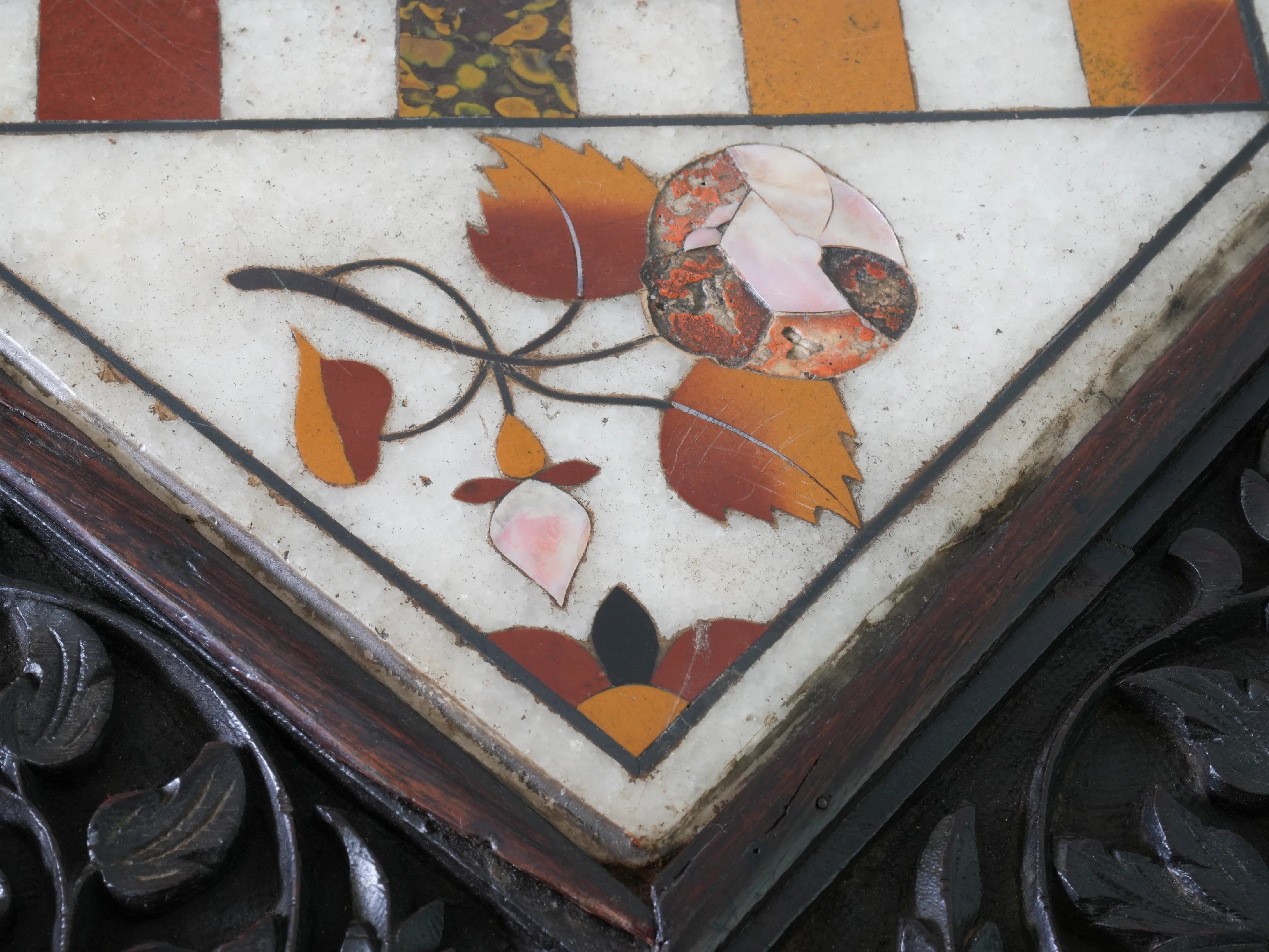 A Carved Rosewood & Pietra Dura Occasional Table - Image 8