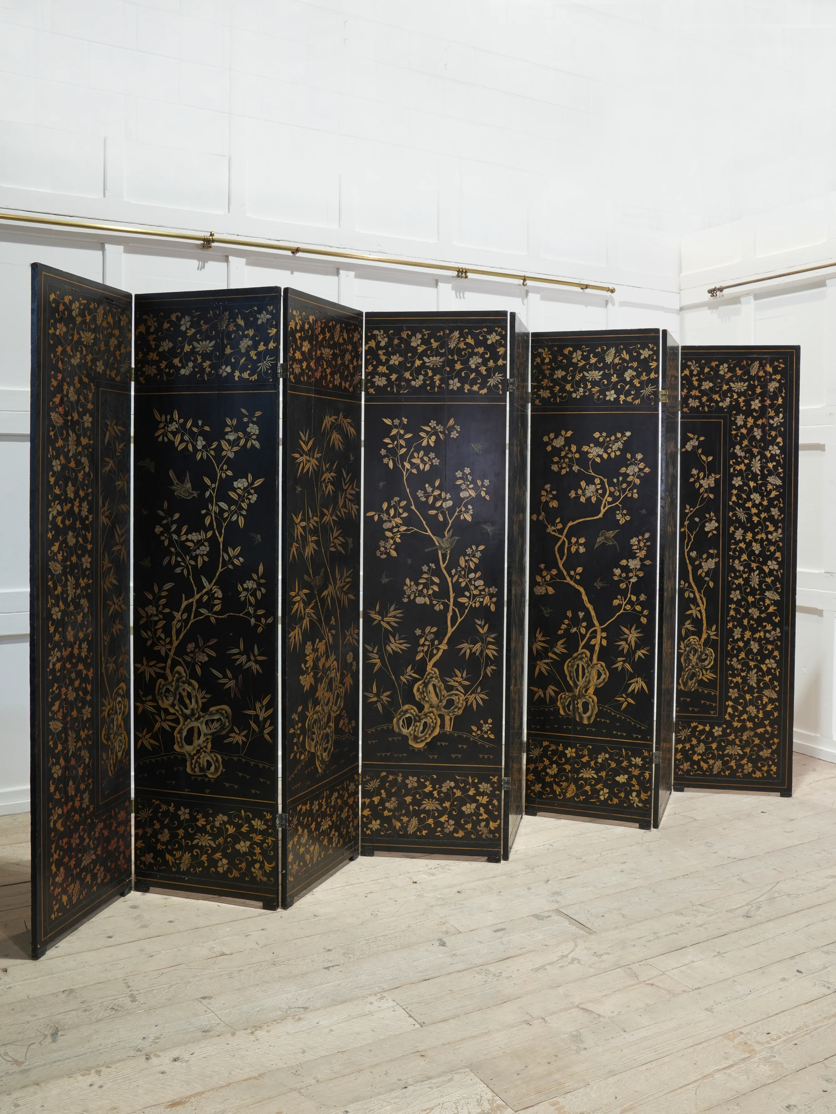 A Regency Eight-Fold Lacquered Room Screen - Image 22