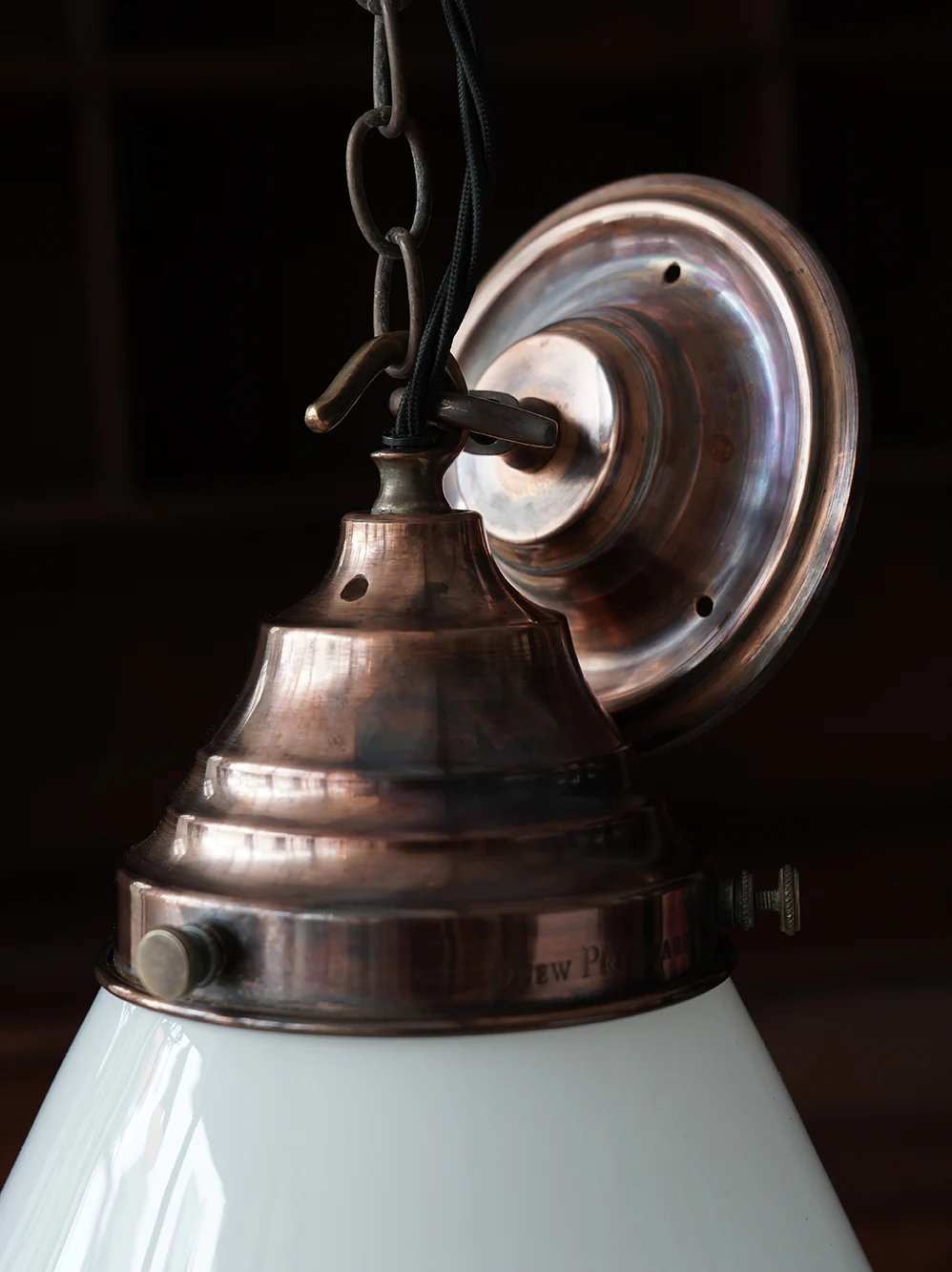 The Grace Opaline Glass Pendant Light in Patinated Copper - Image 6