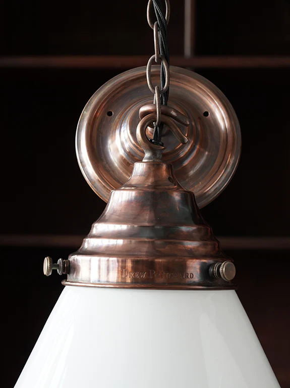 The Grace Opaline Glass Pendant Light in Patinated Copper - Image 8