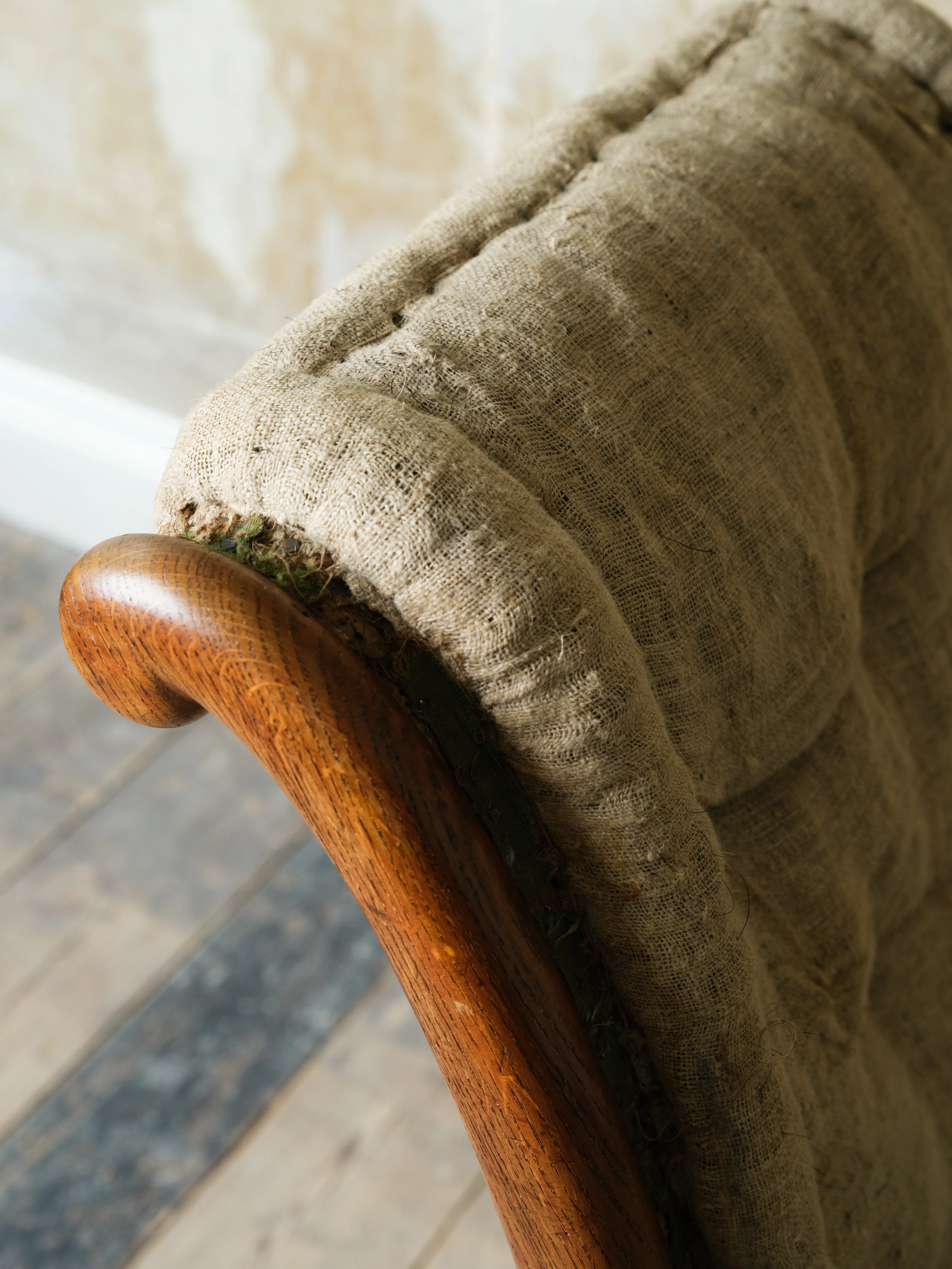 A 19th Century Upholstered Oak Armchair. - Image 9