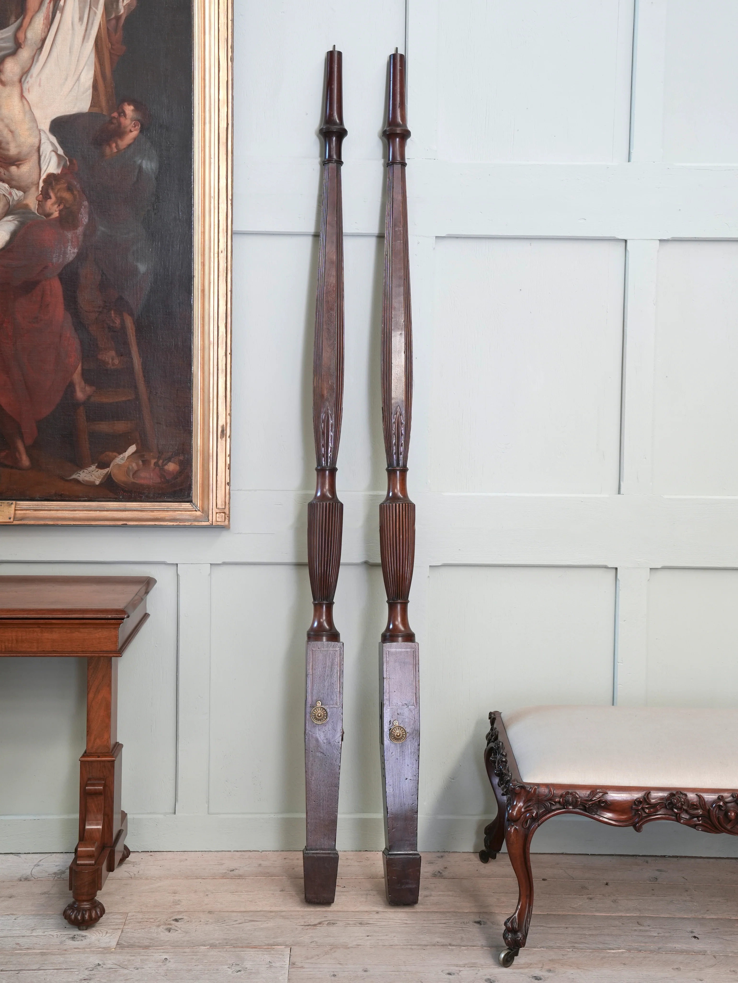A Pair Of Late Regency Mahogany Bed Posts - Image 2