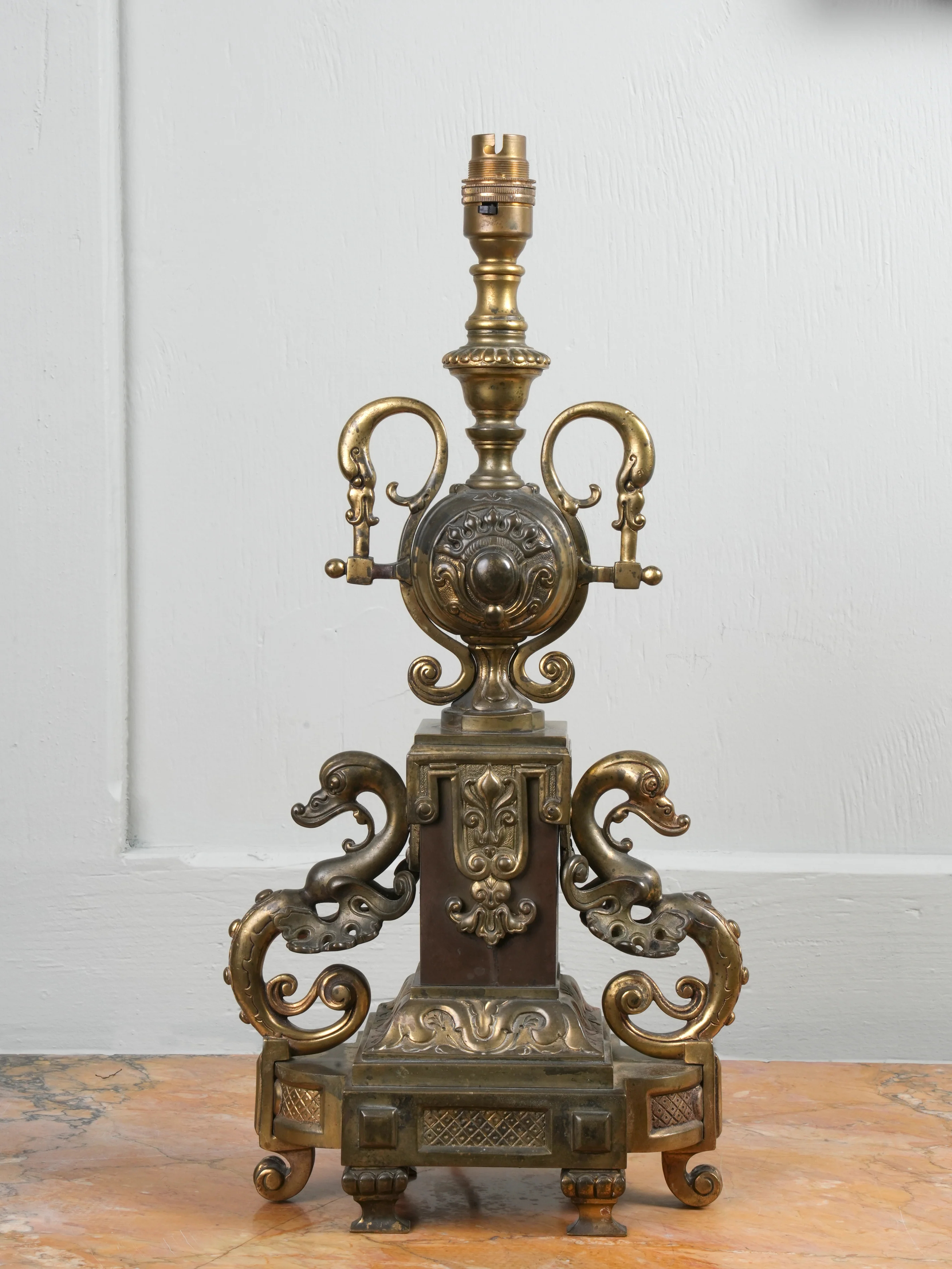 A Gilt Brass & Copper Table Lamp
