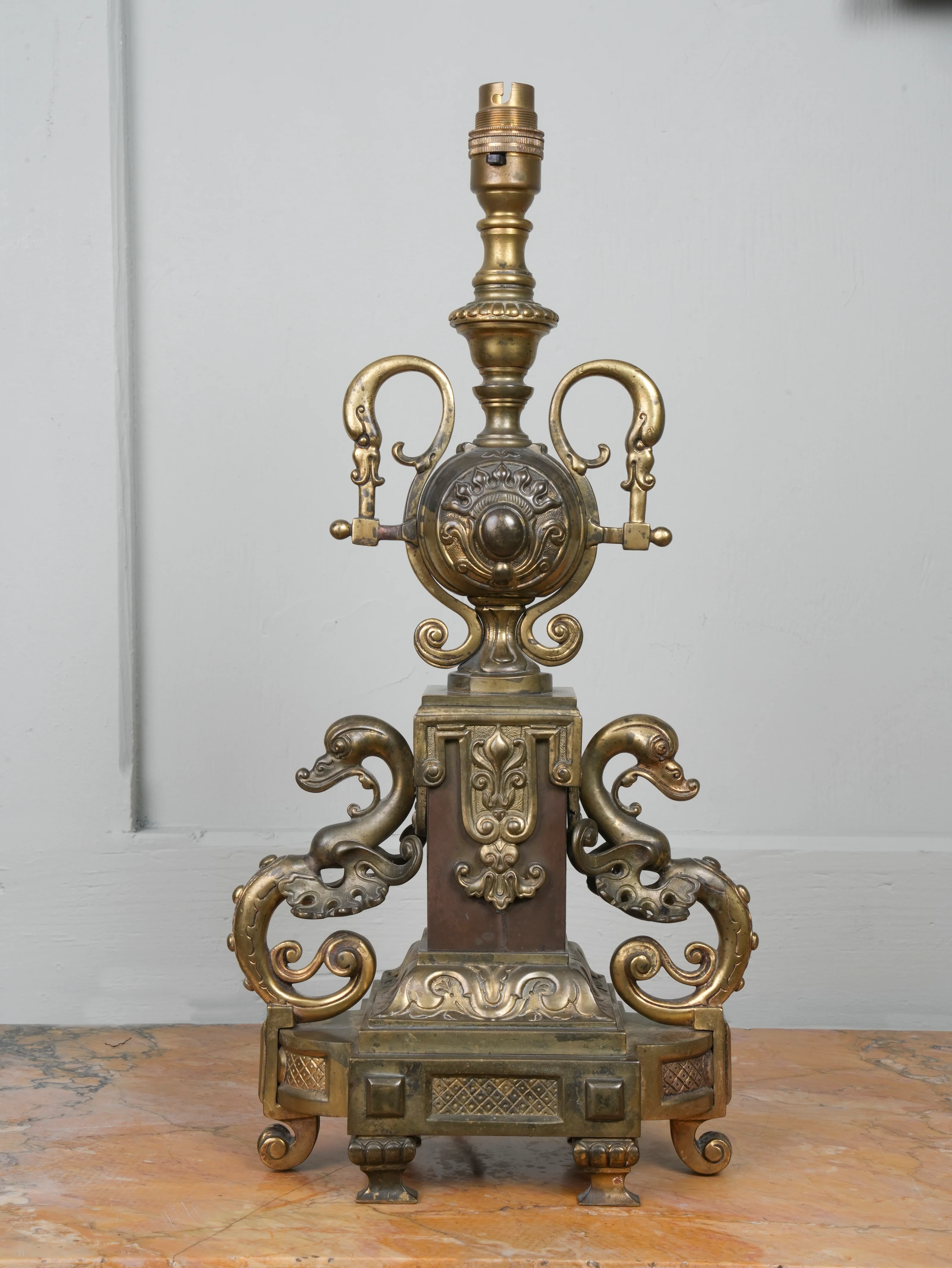 A Gilt Brass & Copper Table Lamp - Image 3