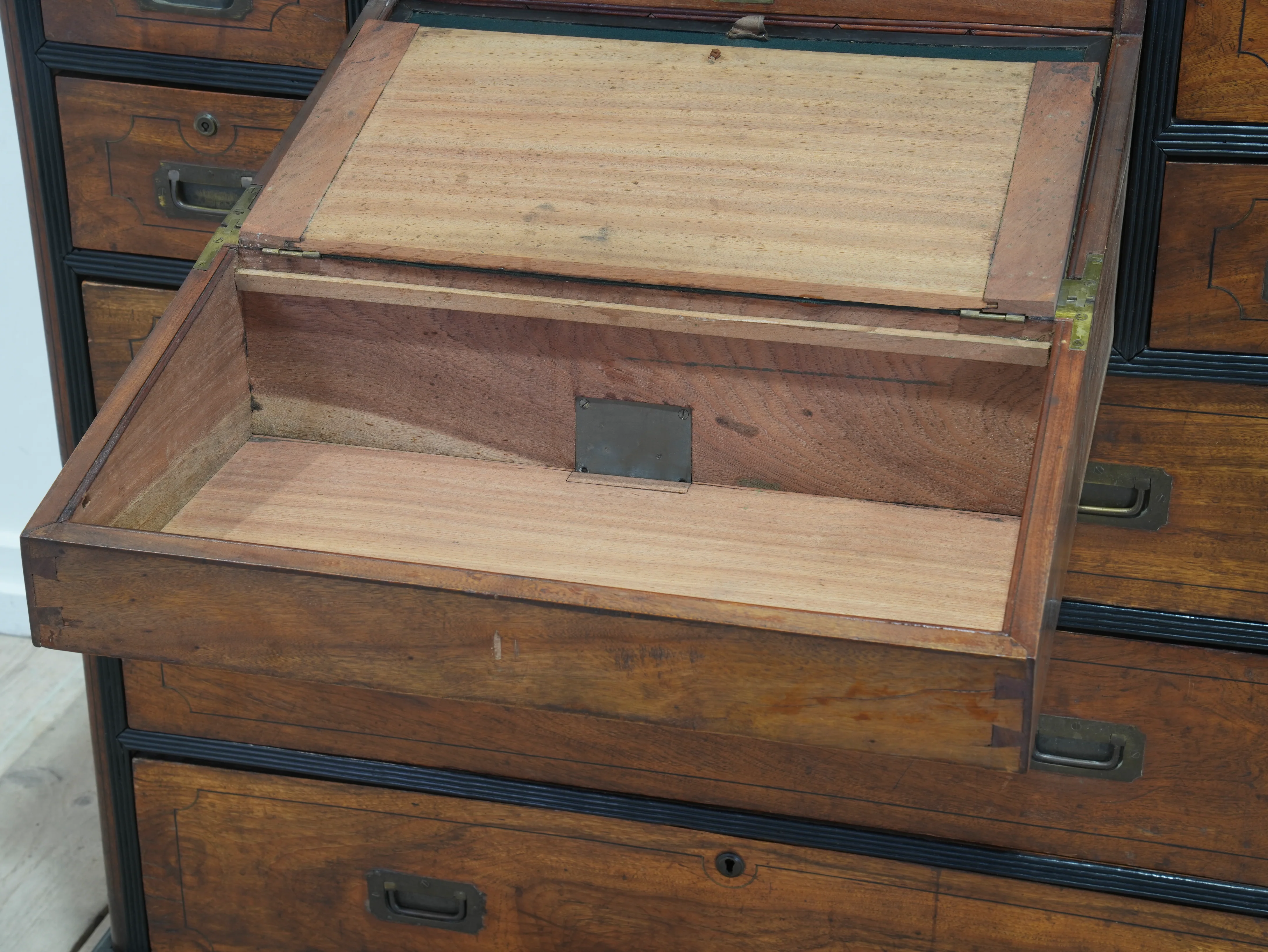 A 19th Century China Trade Secretaire Campaign Chest - Image 10
