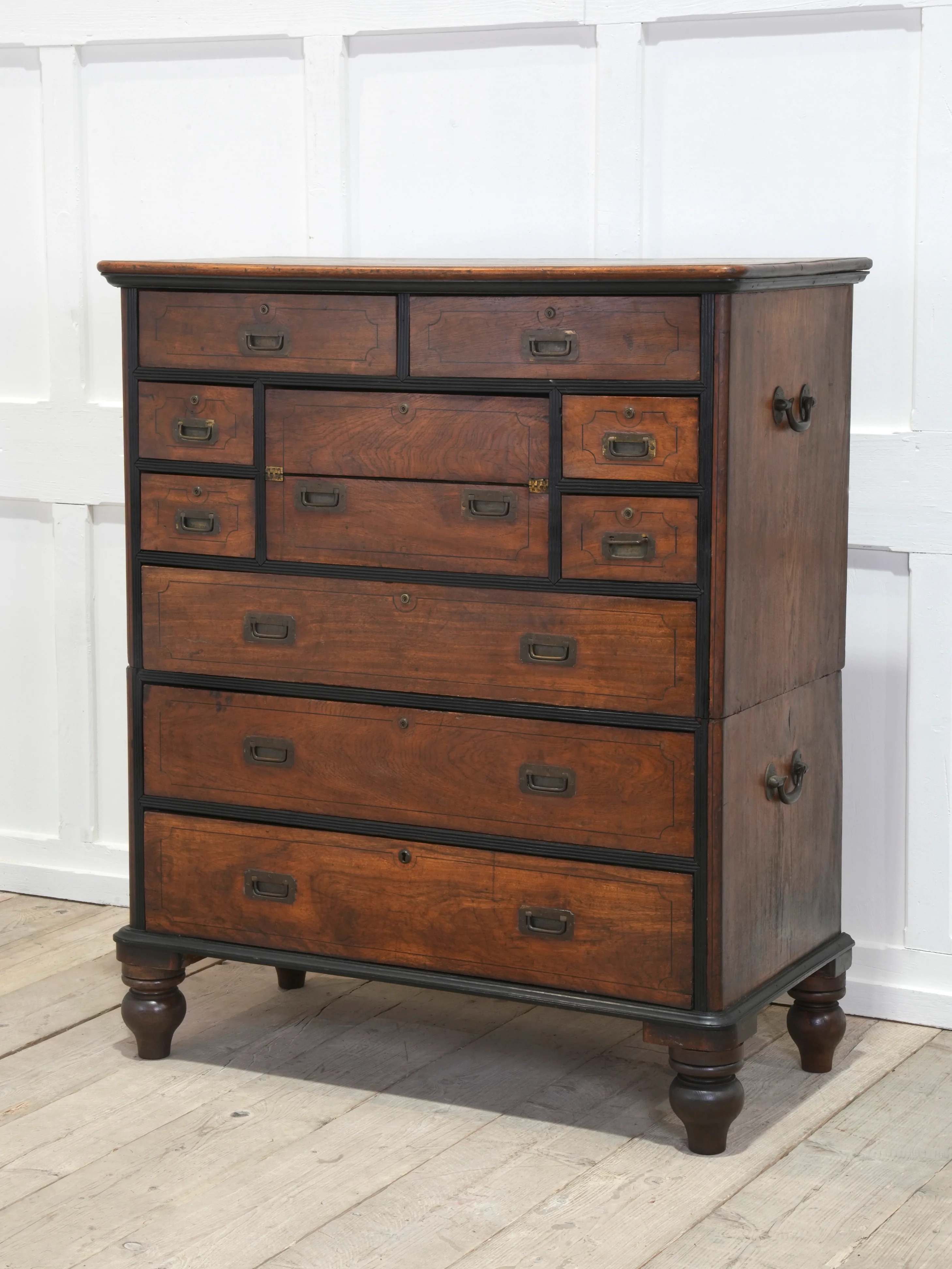 A 19th Century China Trade Secretaire Campaign Chest - Image 12