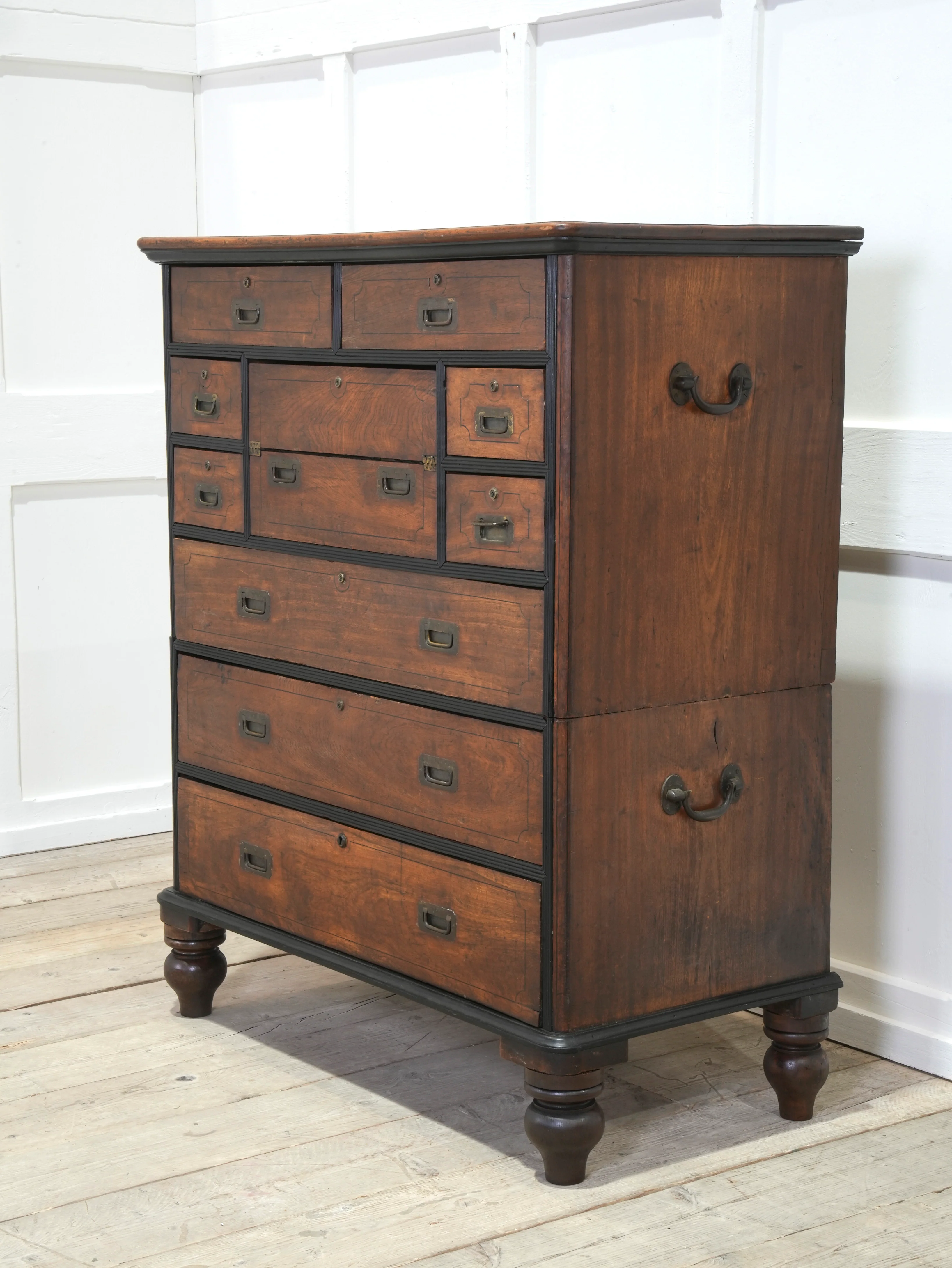 A 19th Century China Trade Secretaire Campaign Chest - Image 13