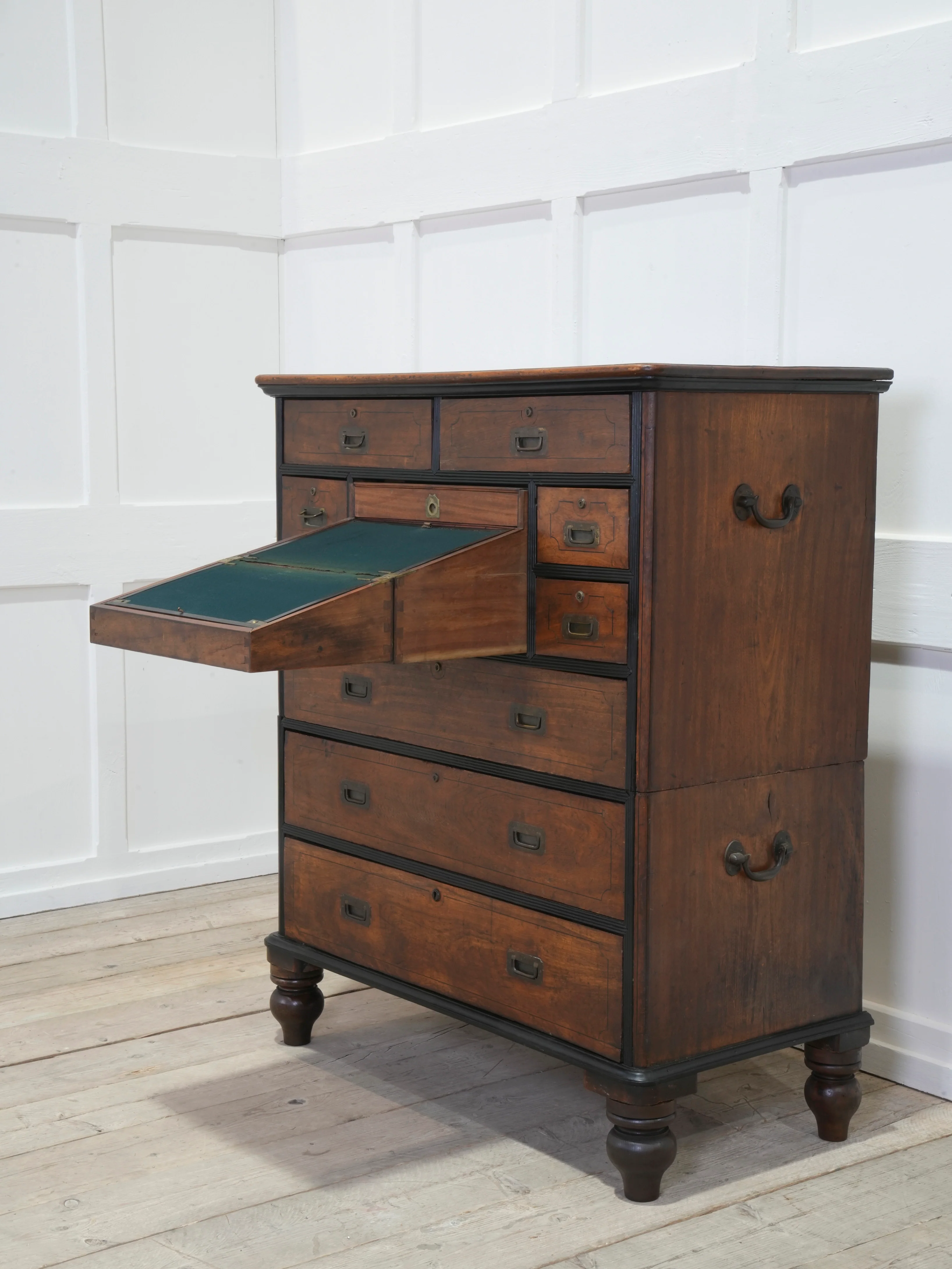 A 19th Century China Trade Secretaire Campaign Chest - Image 15