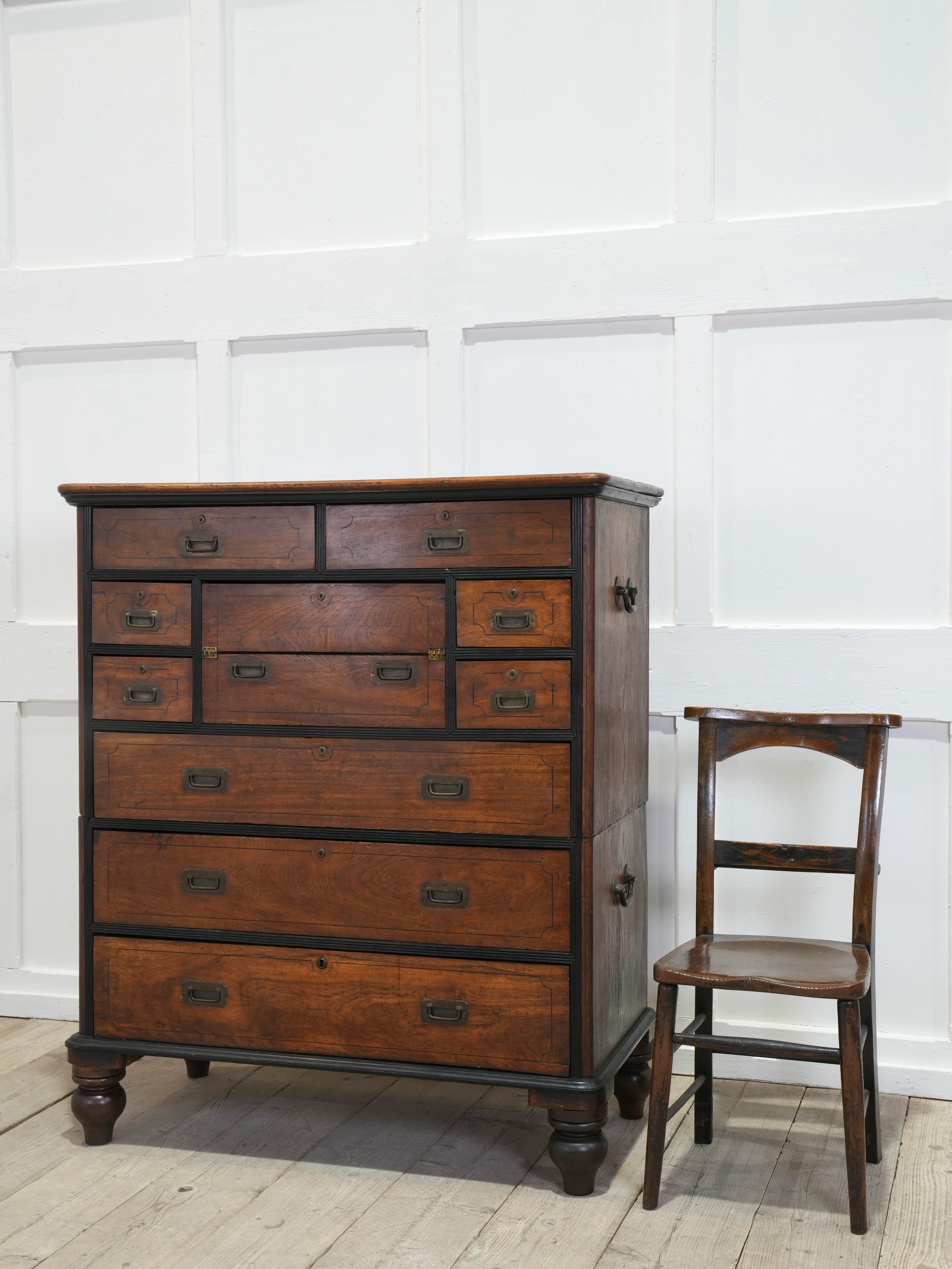 A 19th Century China Trade Secretaire Campaign Chest - Image 17