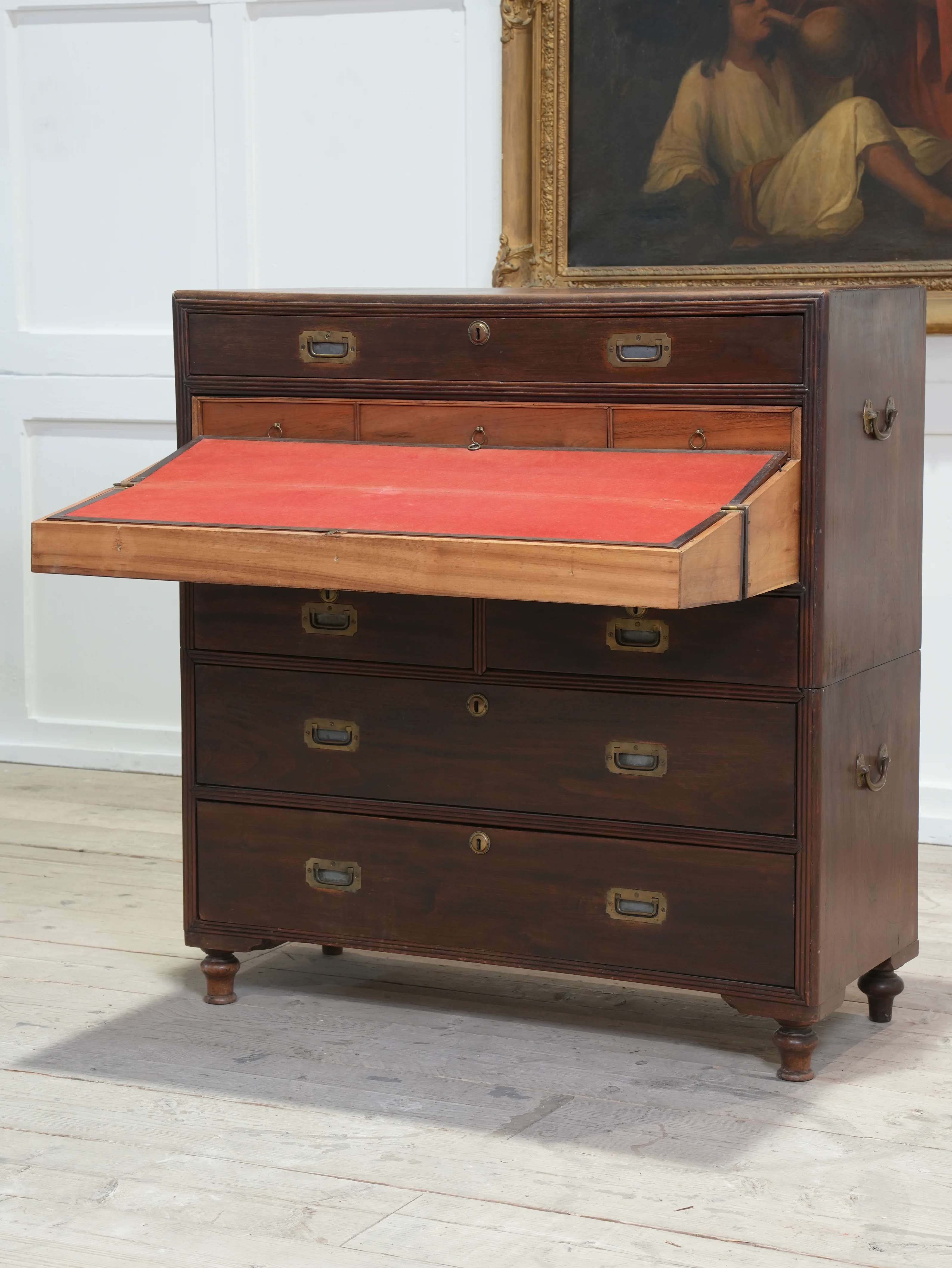 A Mid 19th Century Campaign Secretaire Chest - Image 11