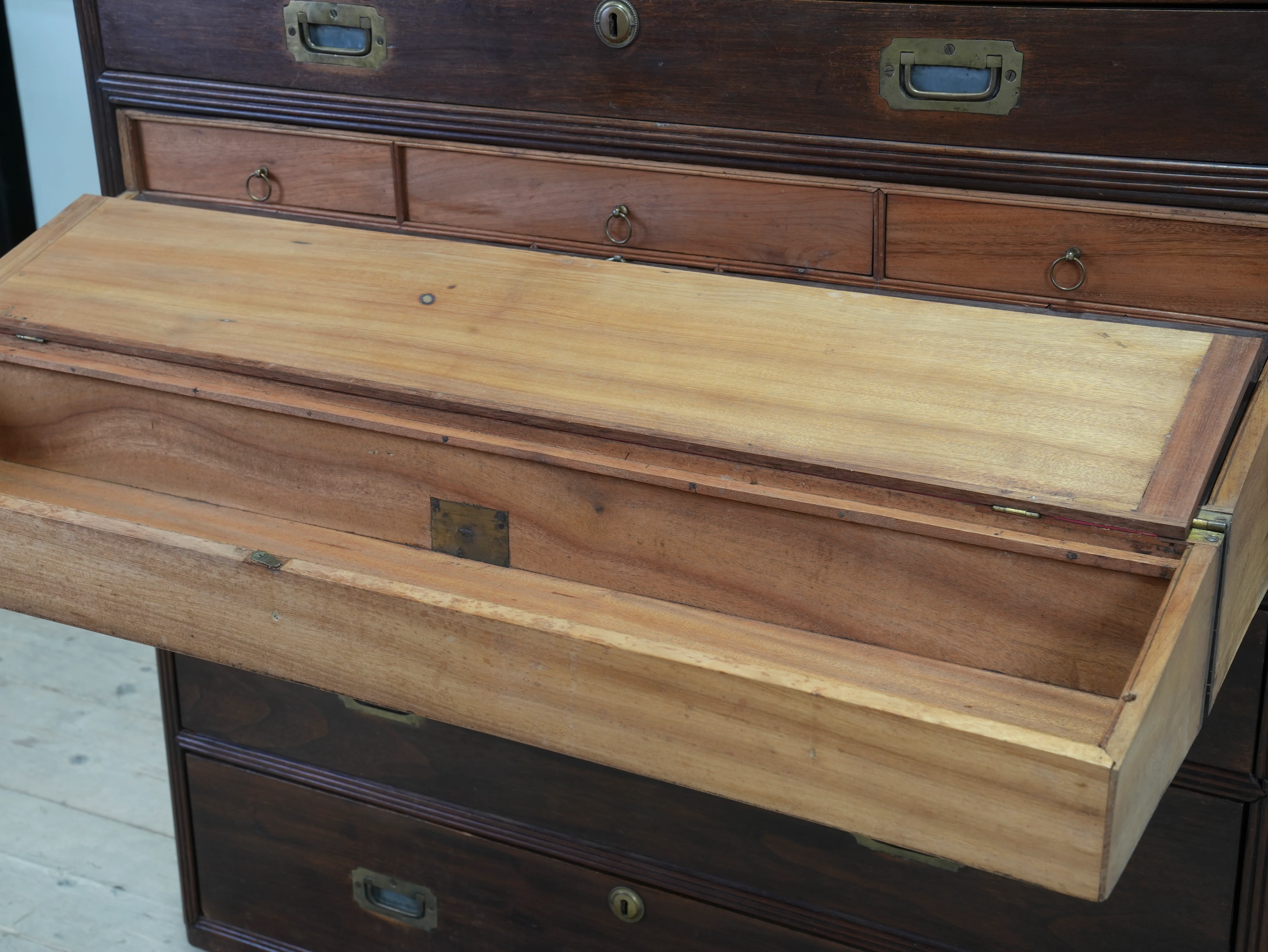 A Mid 19th Century Campaign Secretaire Chest - Image 15