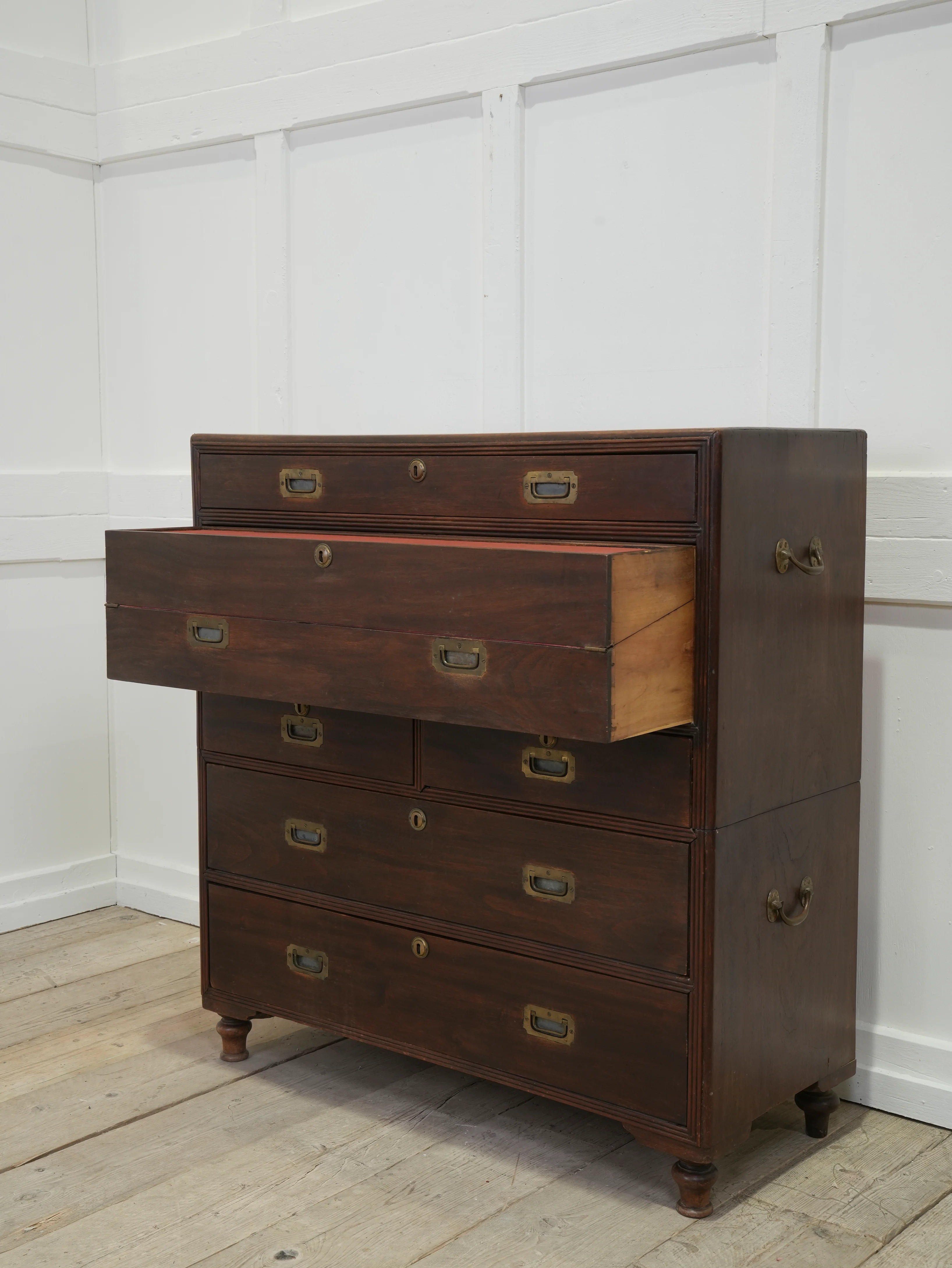 A Mid 19th Century Campaign Secretaire Chest - Image 4
