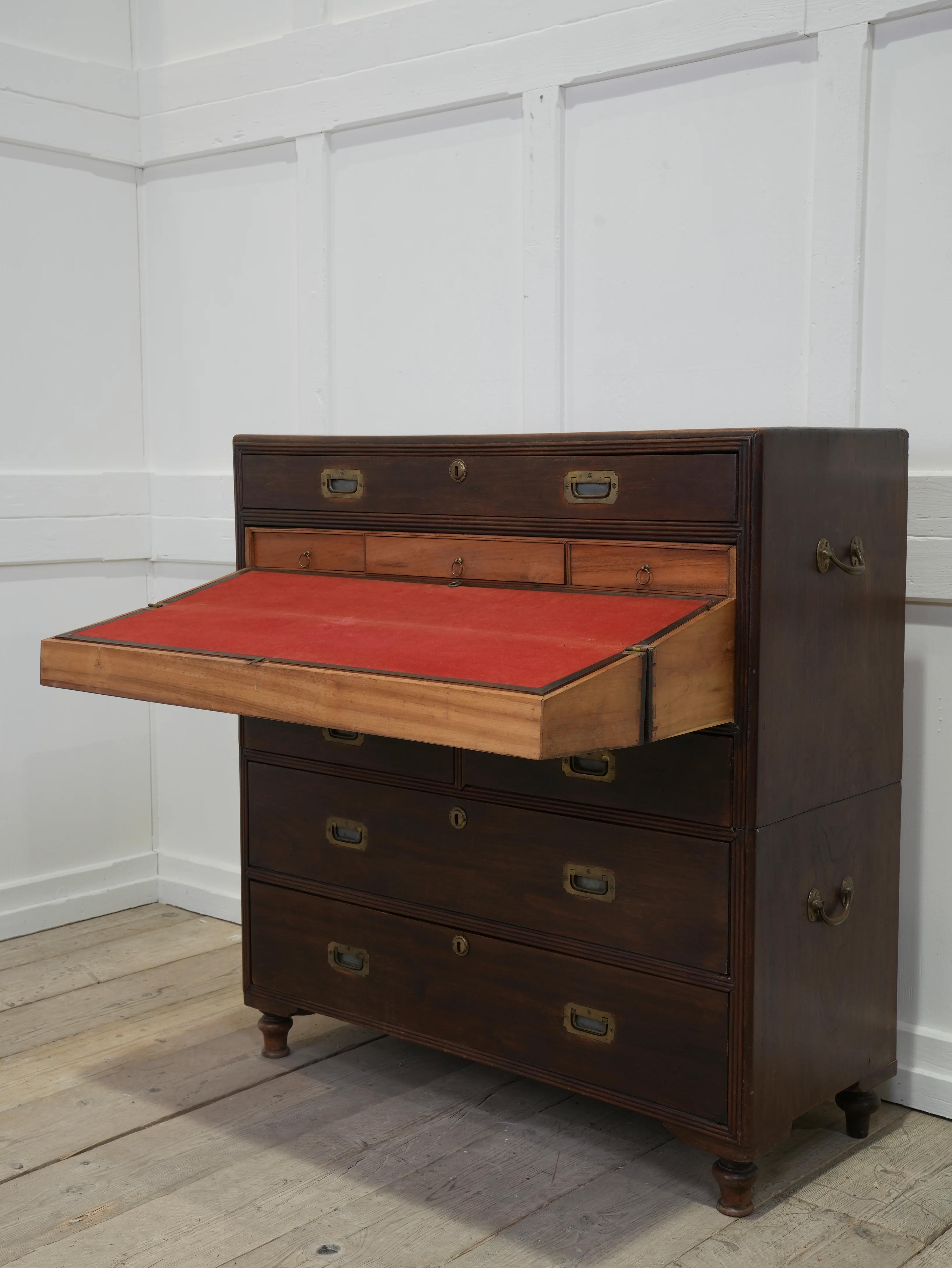 A Mid 19th Century Campaign Secretaire Chest - Image 6