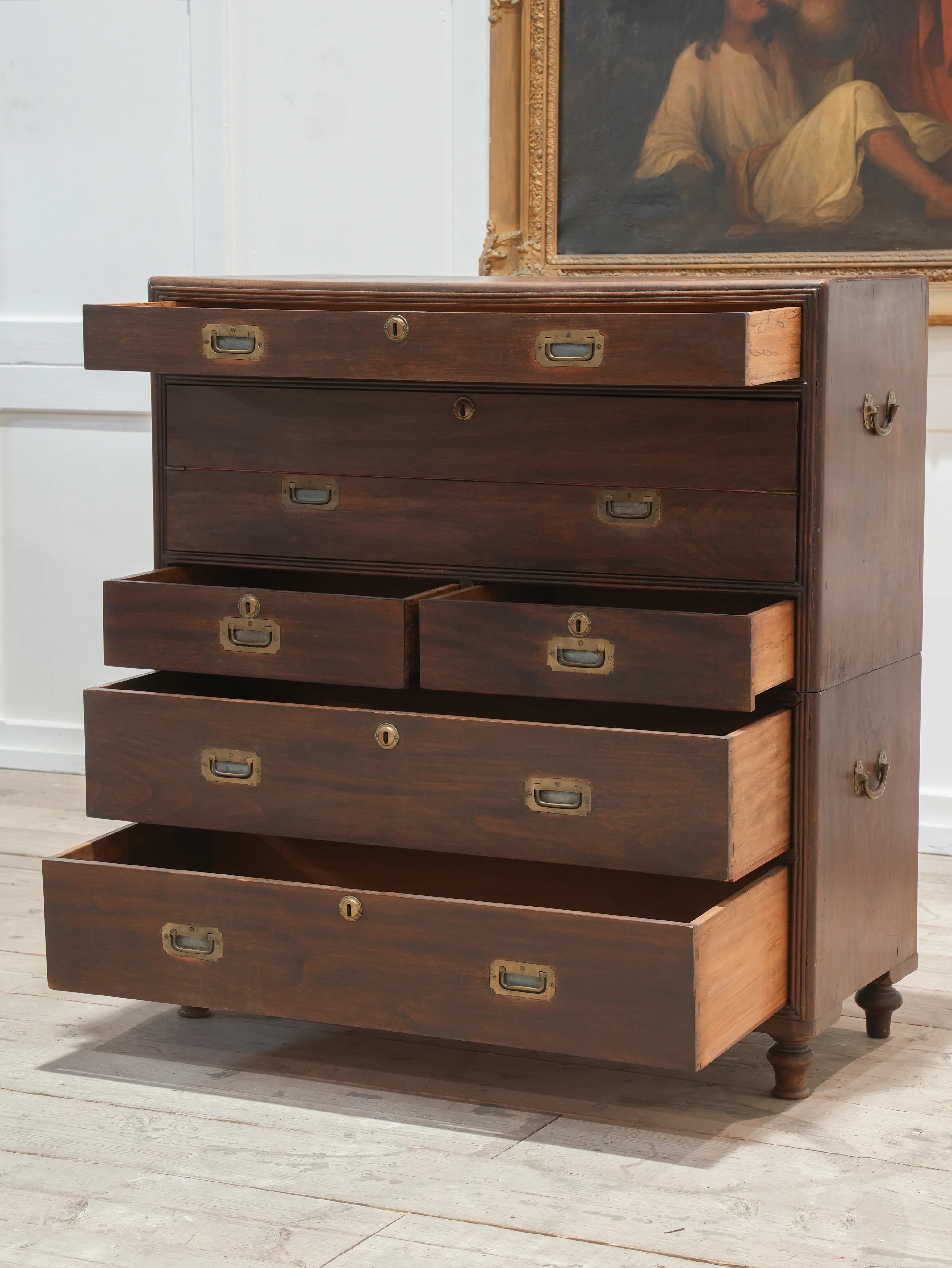 A Mid 19th Century Campaign Secretaire Chest - Image 7