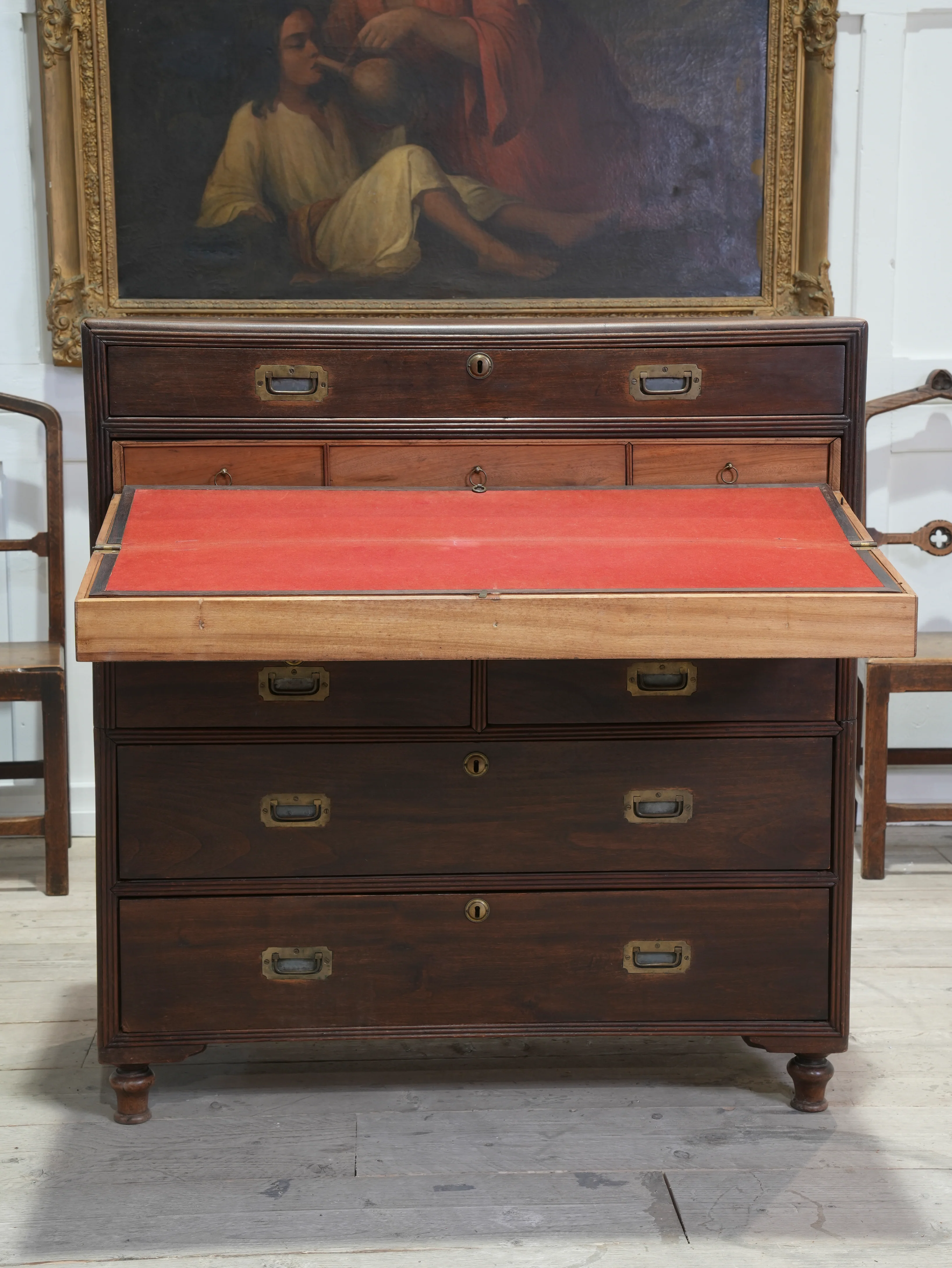 A Mid 19th Century Campaign Secretaire Chest - Image 8