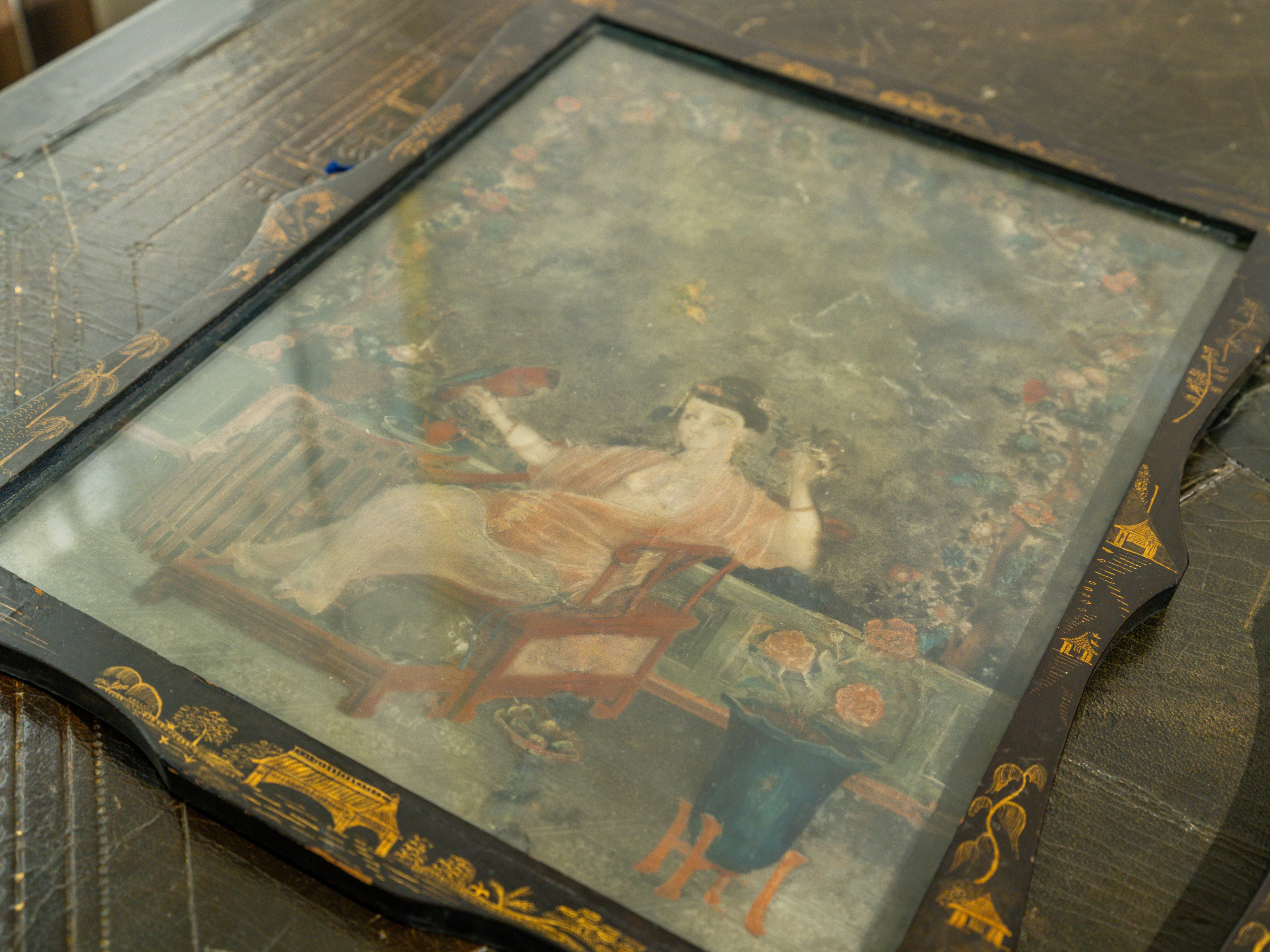 A Pair of 18th Century Chinese Reverse Glass Mirrors - Image 10
