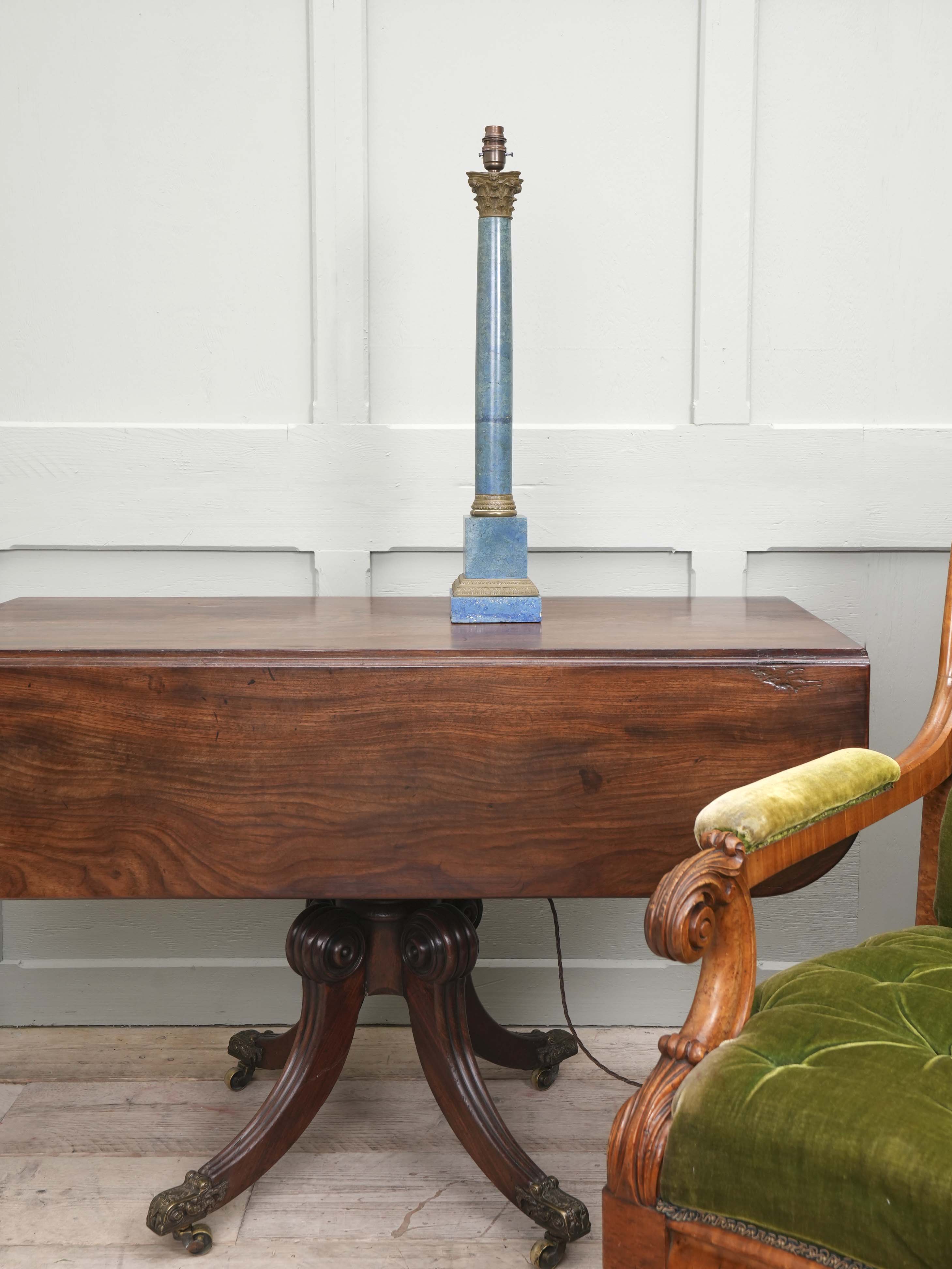 A Blue Marble Column Table Lamp - Image 8