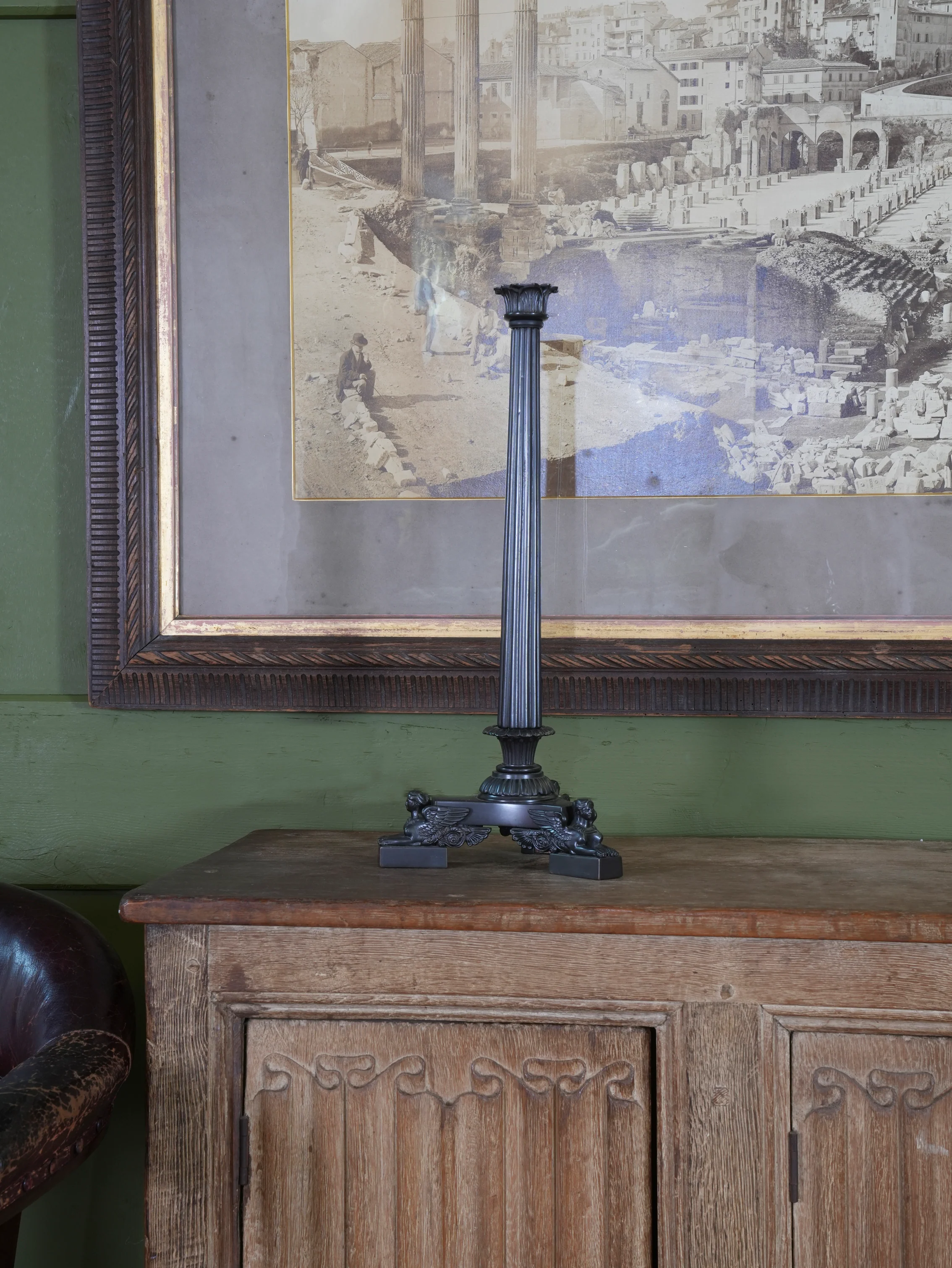 A 19th Century Bronze Neoclassical Column Candlestick - Image 2