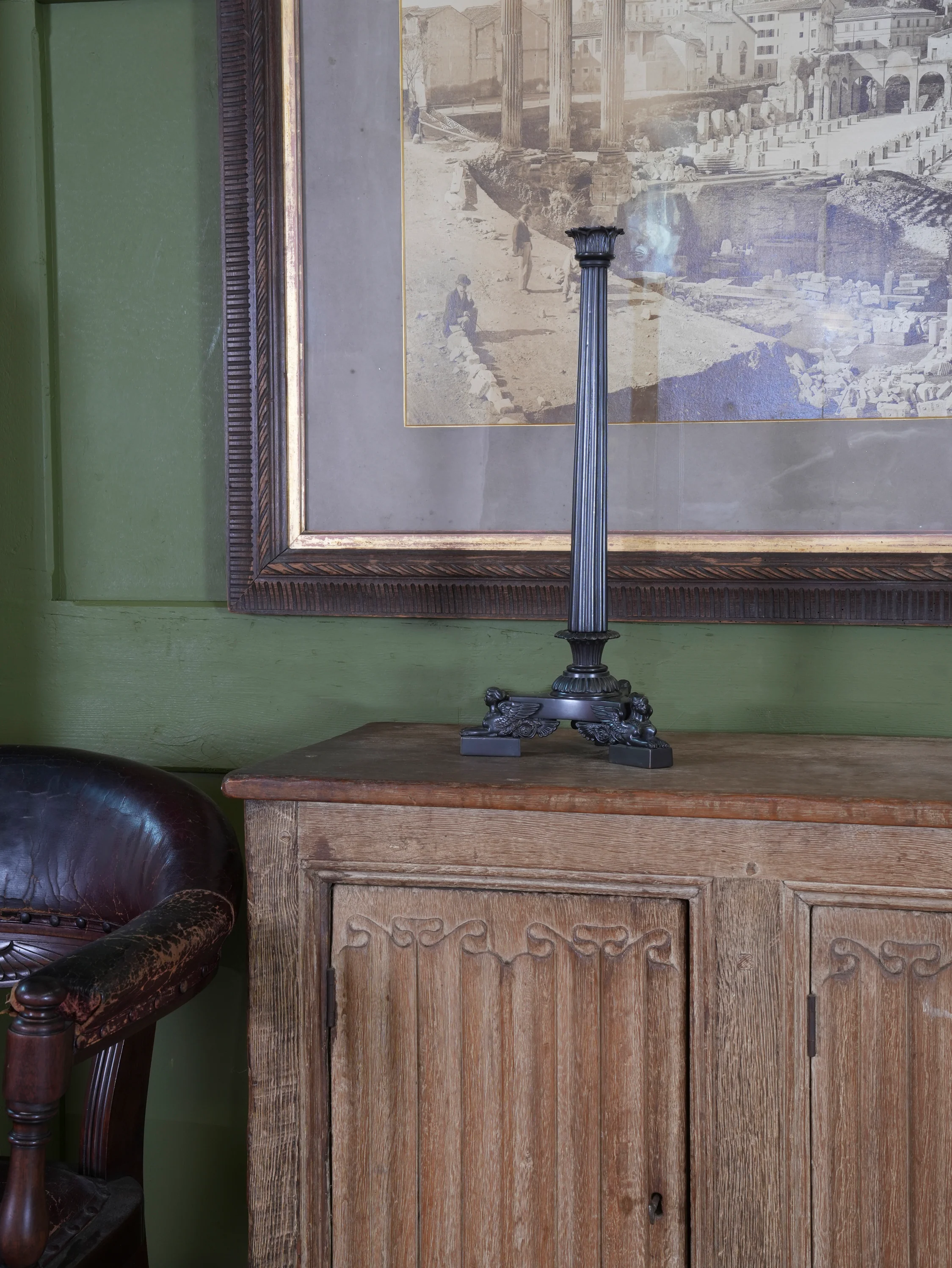 A 19th Century Bronze Neoclassical Column Candlestick - Image 3