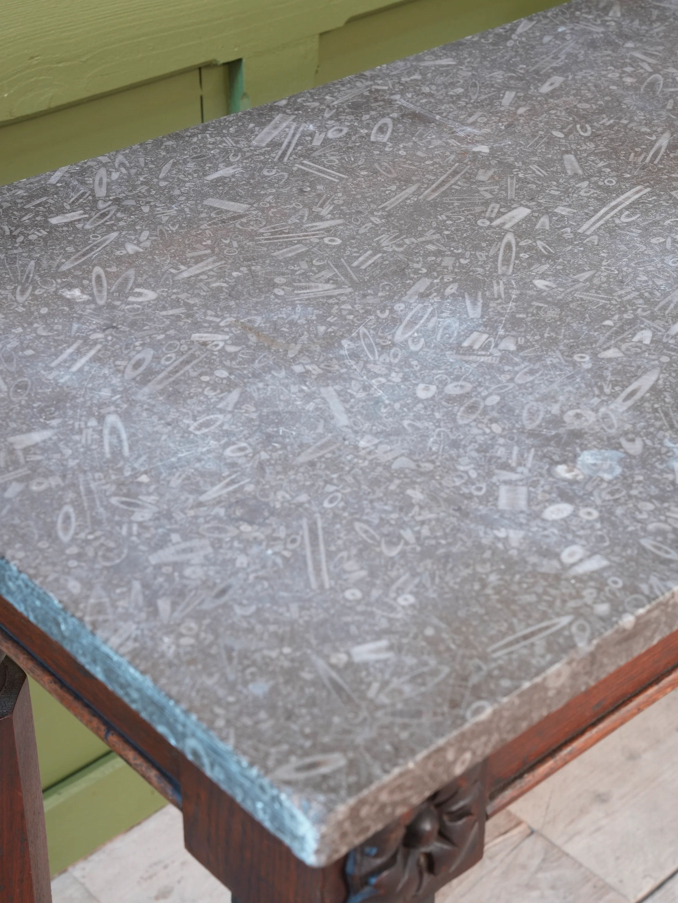 A 19thC Oak & Fossil Marble Console Table - Image 13
