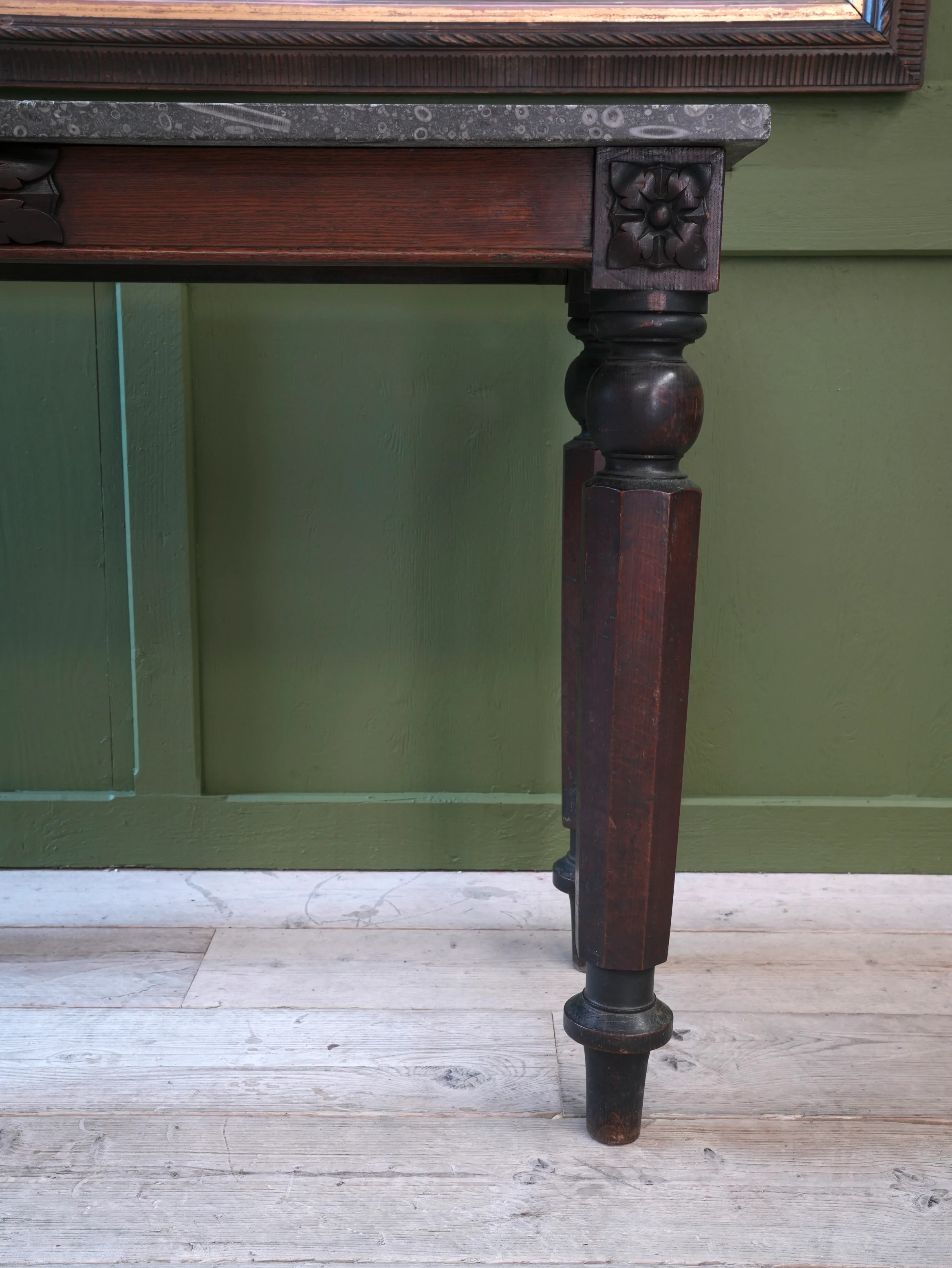 A 19thC Oak & Fossil Marble Console Table - Image 2