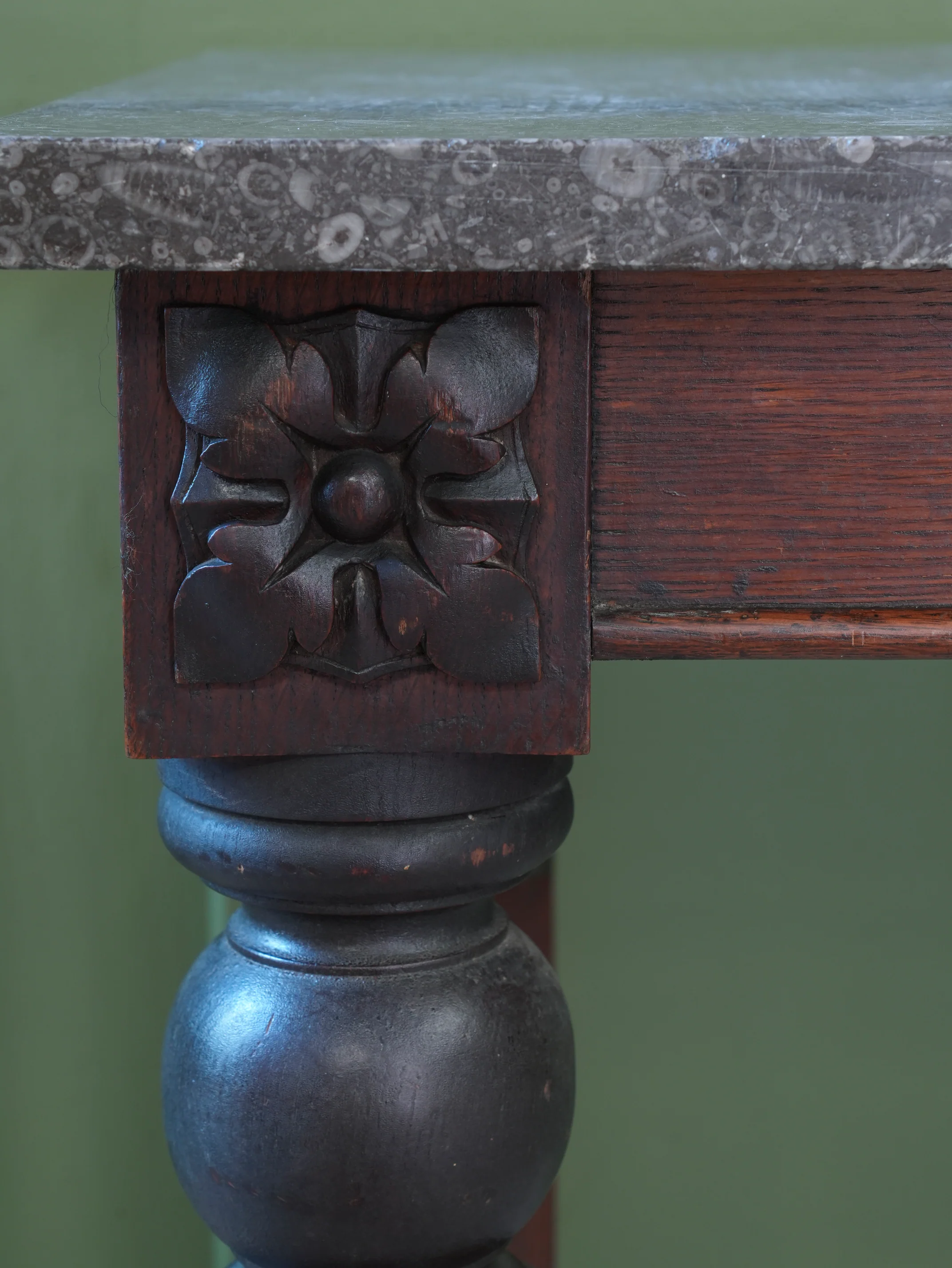 A 19thC Oak & Fossil Marble Console Table - Image 8