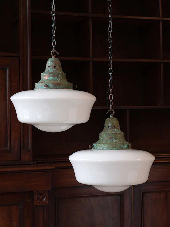 The Capel Bach Opaline Glass Pendant in Verdigris - Image 2