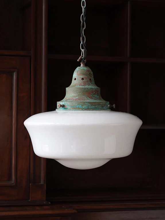 The Capel Bach Opaline Glass Pendant in Verdigris - Image 4