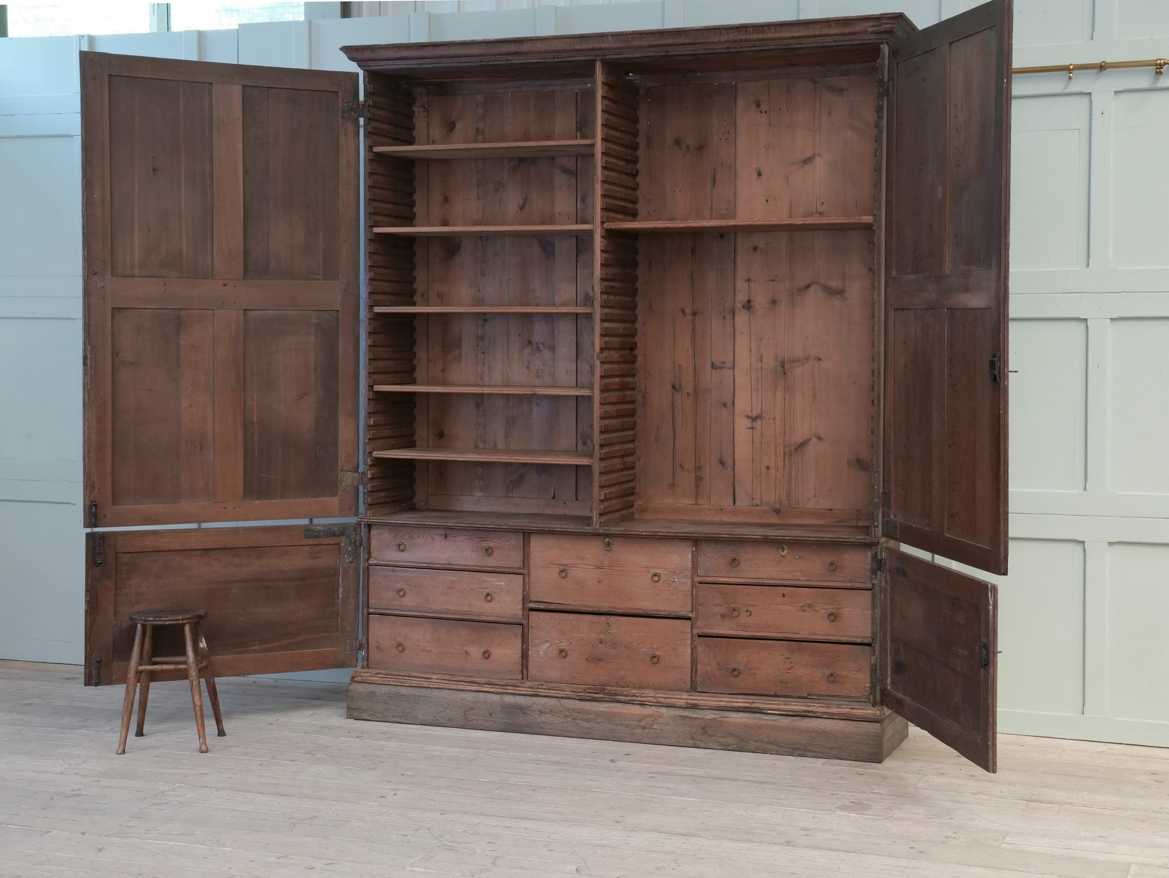 A George II Oak Housekeepers Cupboard - Image 8