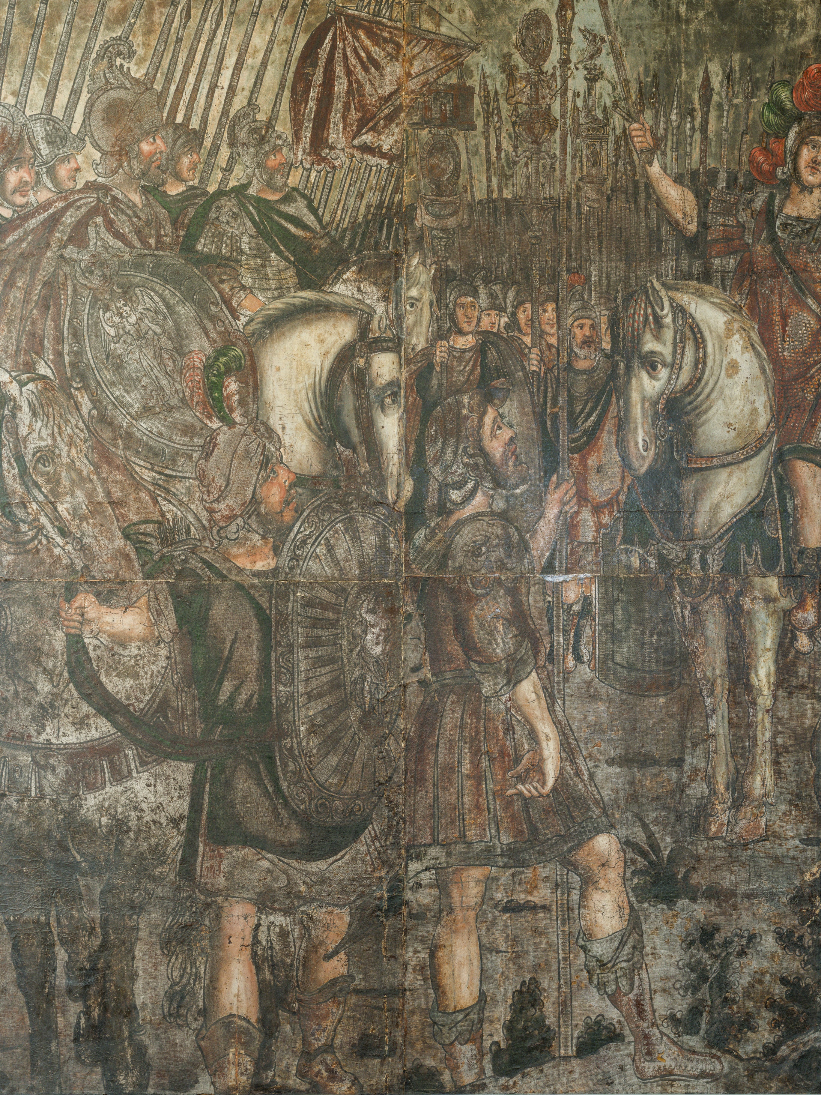 18th Century Oil on Leather "The Battle of Cannae" - Image 12