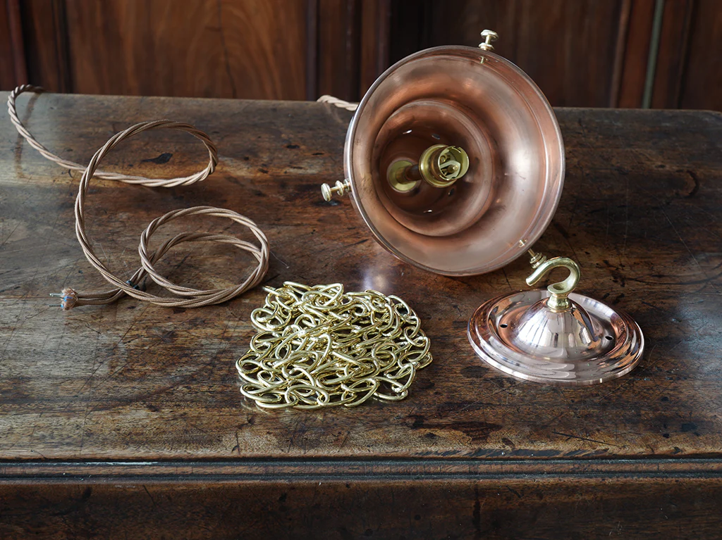 The Capel Mawr Opaline Glass Pendant in Polished Copper - Image 11
