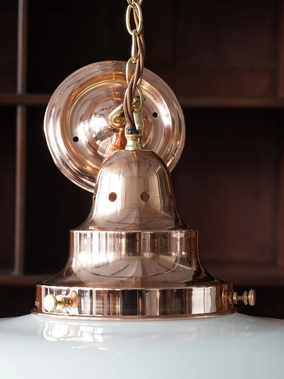 The Capel Mawr Opaline Glass Pendant in Polished Copper - Image 9