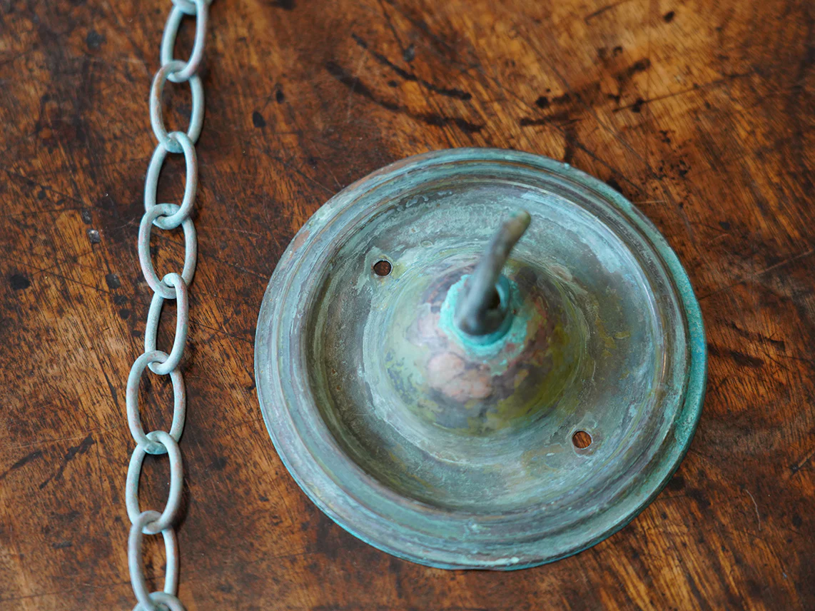 The Capel Mawr Opaline Glass Pendant in Verdigris - Image 11