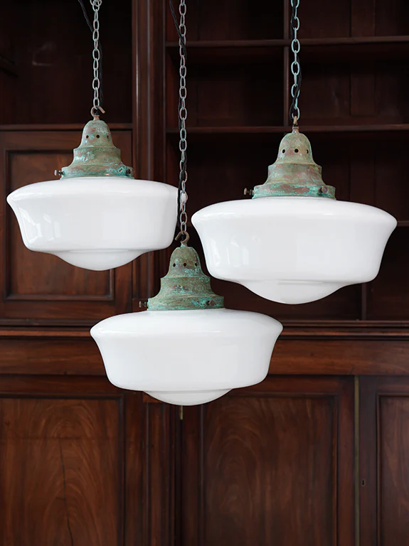 The Capel Mawr Opaline Glass Pendant in Verdigris - Image 2